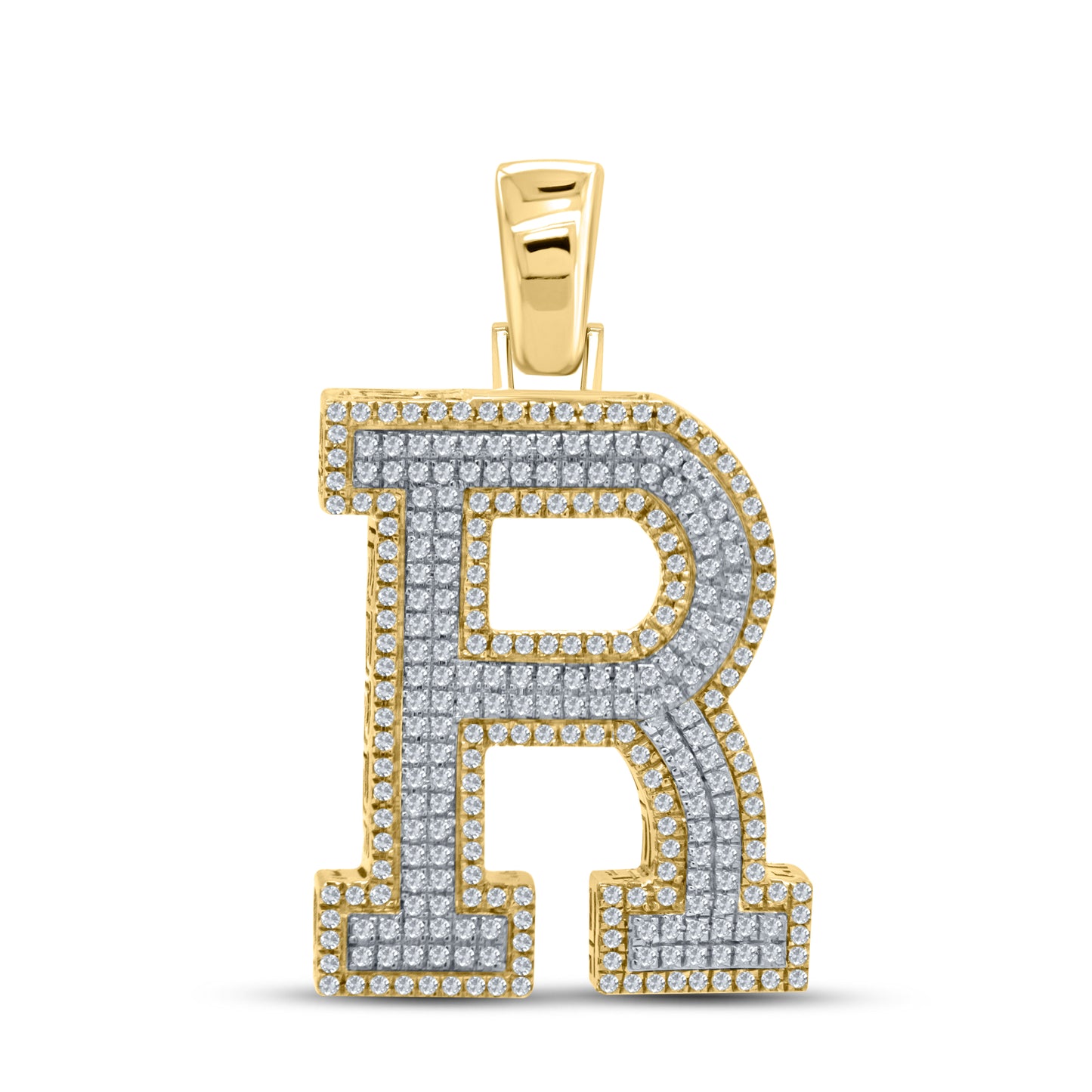 10kt yellow gold 0.77ctw Diamond Initial R Charm
