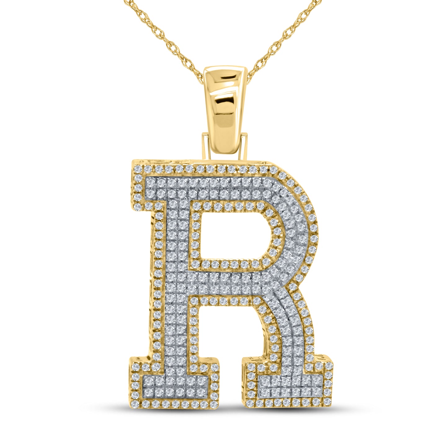 10kt yellow gold 0.77ctw Diamond Initial R Charm
