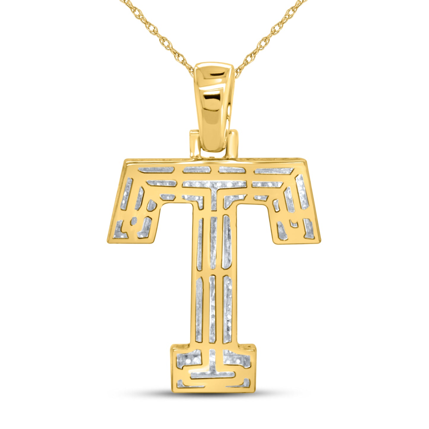 10kt yellow gold 0.59ctw Diamond Initial T Charm