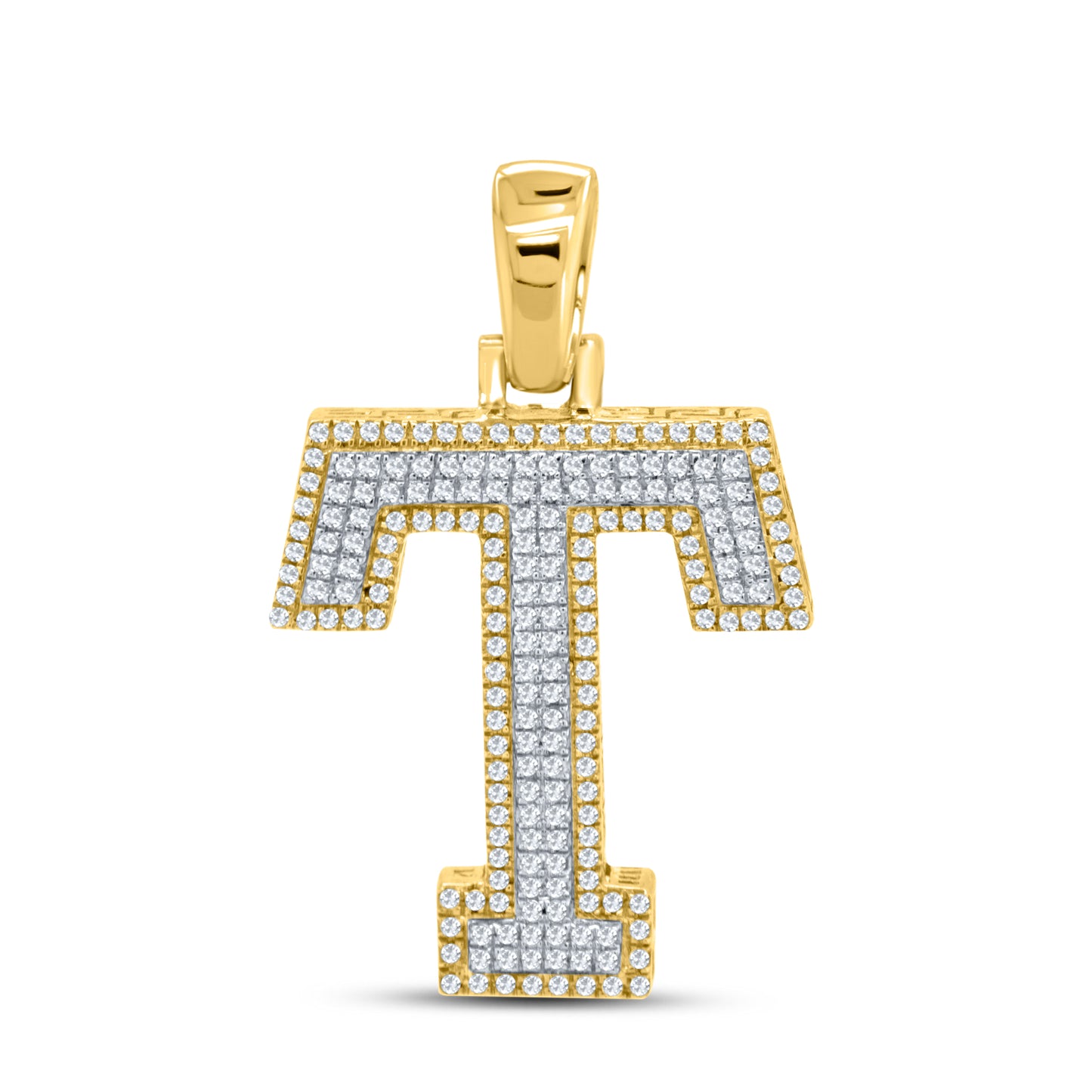 10kt yellow gold 0.59ctw Diamond Initial T Charm