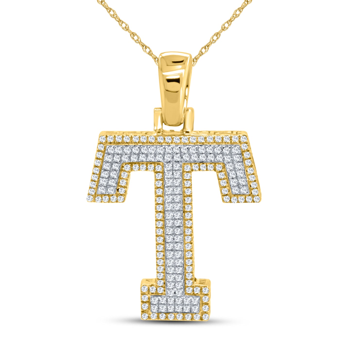 10kt yellow gold 0.59ctw Diamond Initial T Charm