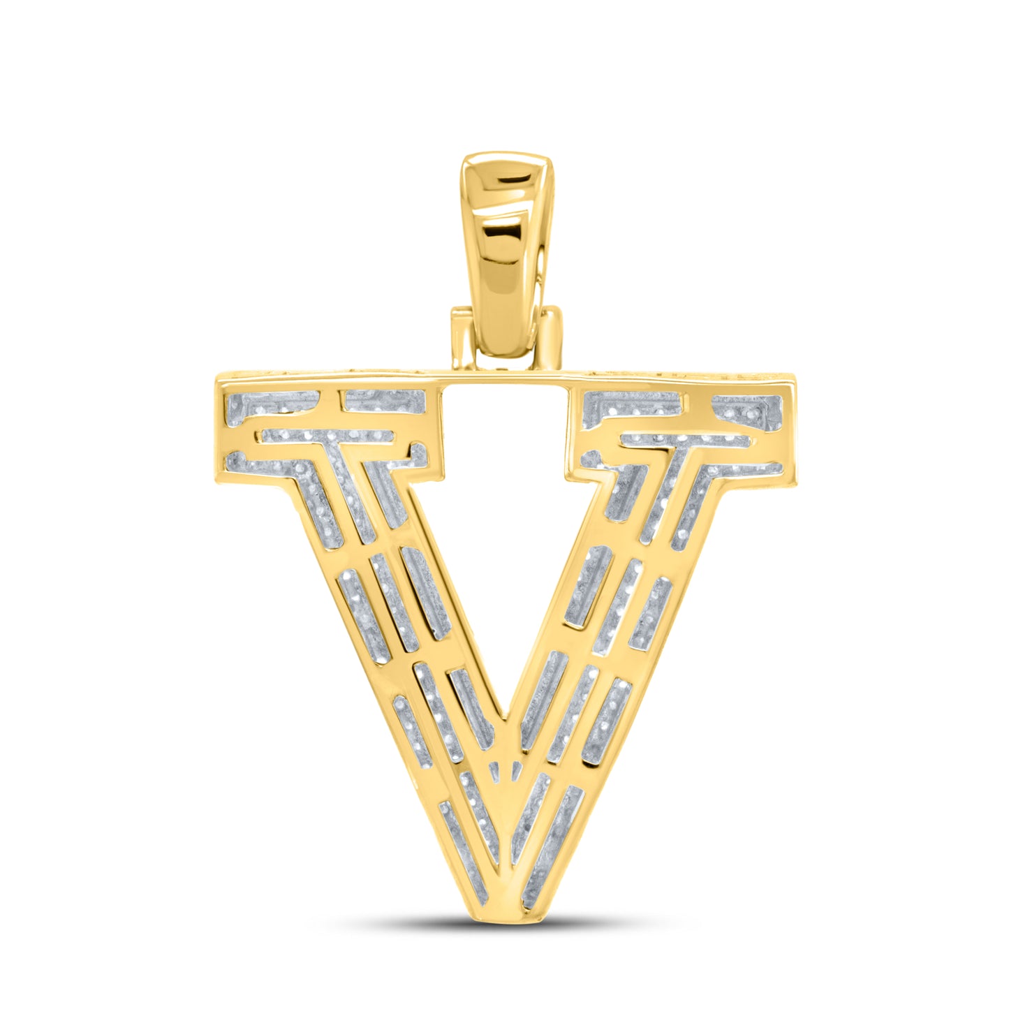10kt yellow gold 0.60ctw Diamond Initial V Charm