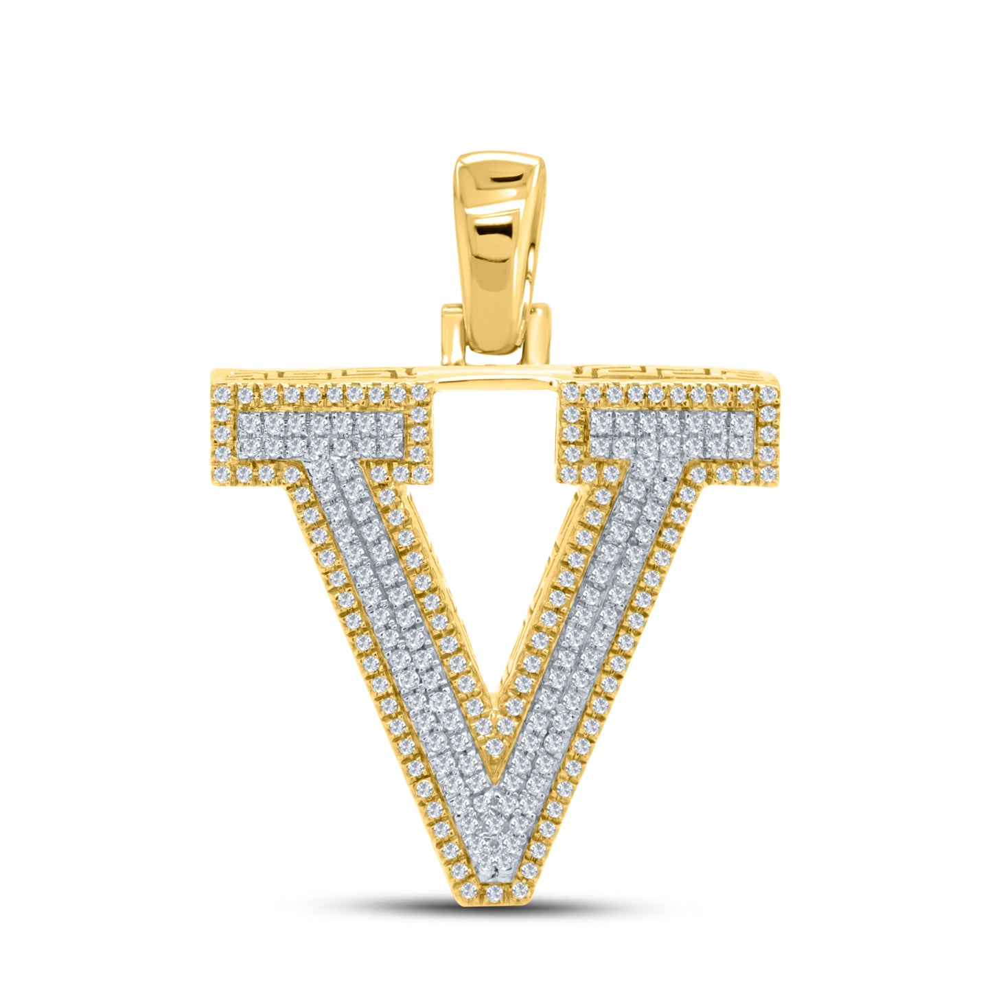 10kt yellow gold 0.60ctw Diamond Initial V Charm