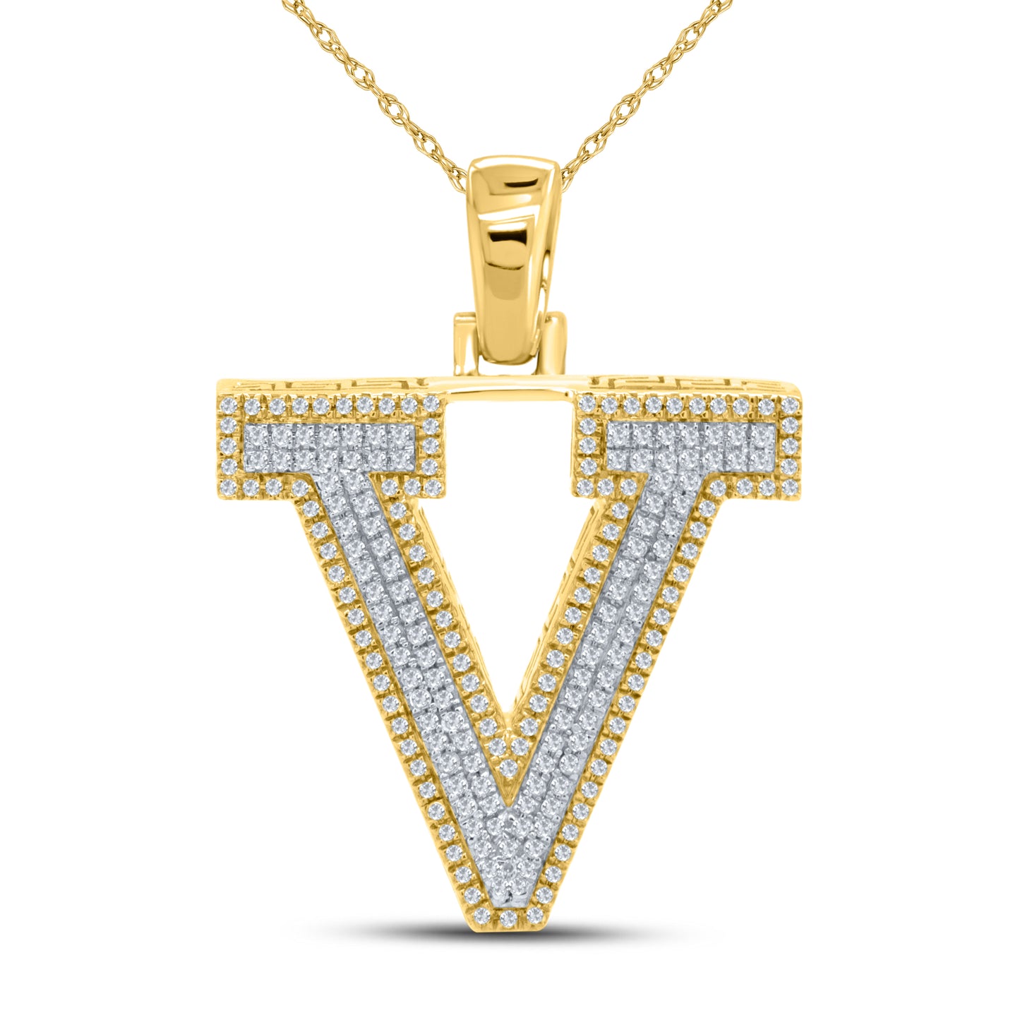 10kt yellow gold 0.60ctw Diamond Initial V Charm