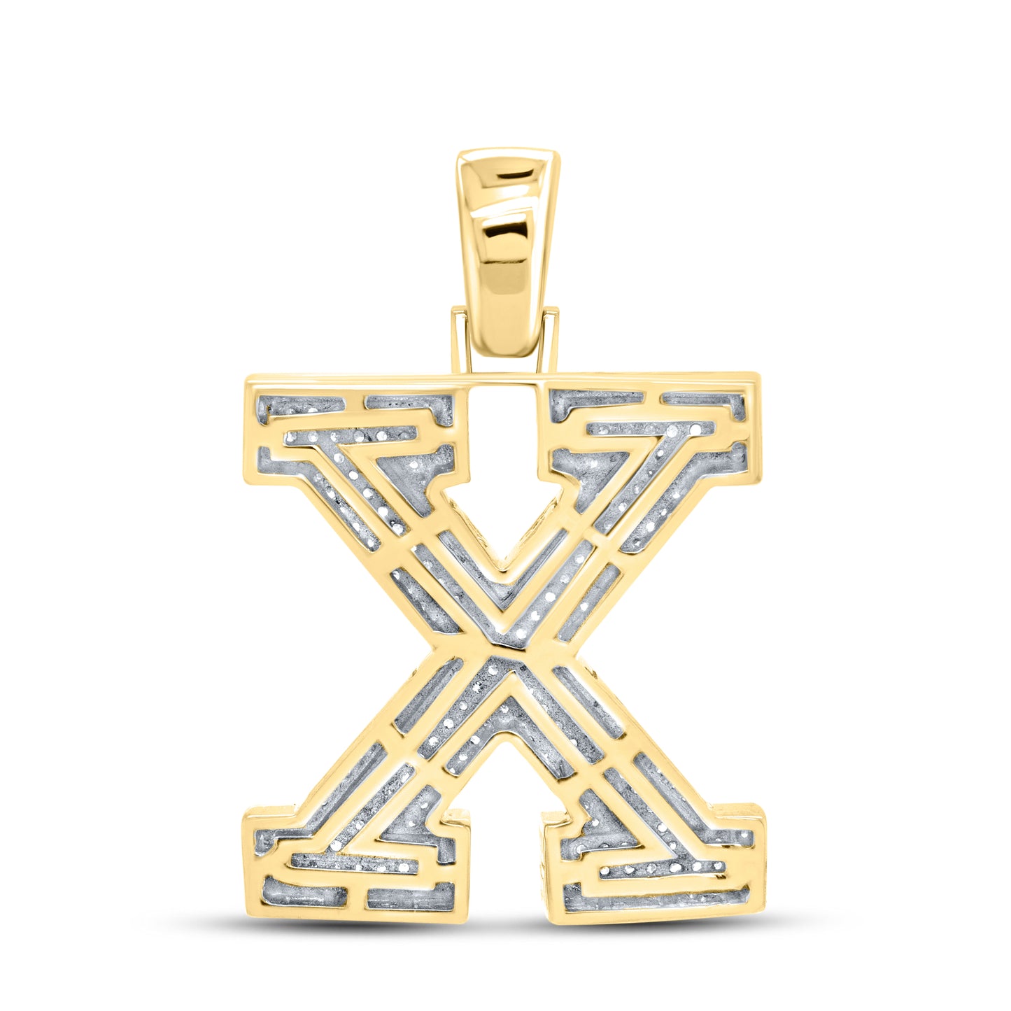 10kt yellow gold 0.86ctw Diamond Initial X Charm