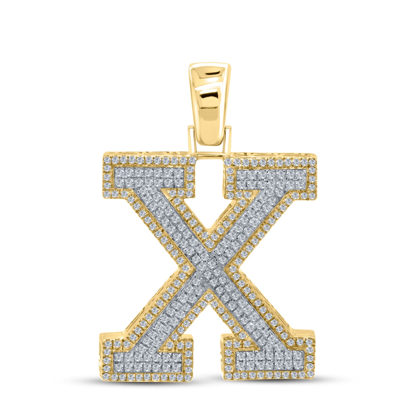 10kt yellow gold 0.86ctw Diamond Initial X Charm