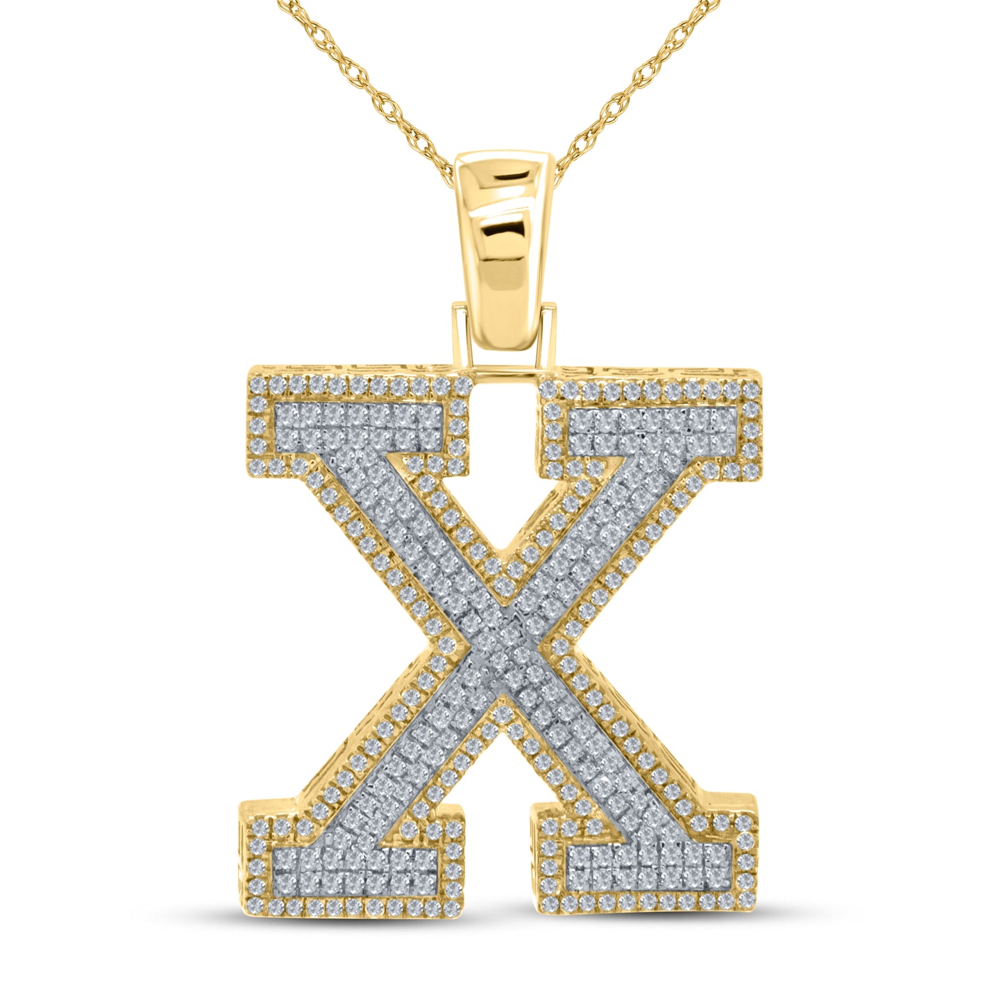 10kt yellow gold 0.86ctw Diamond Initial X Charm