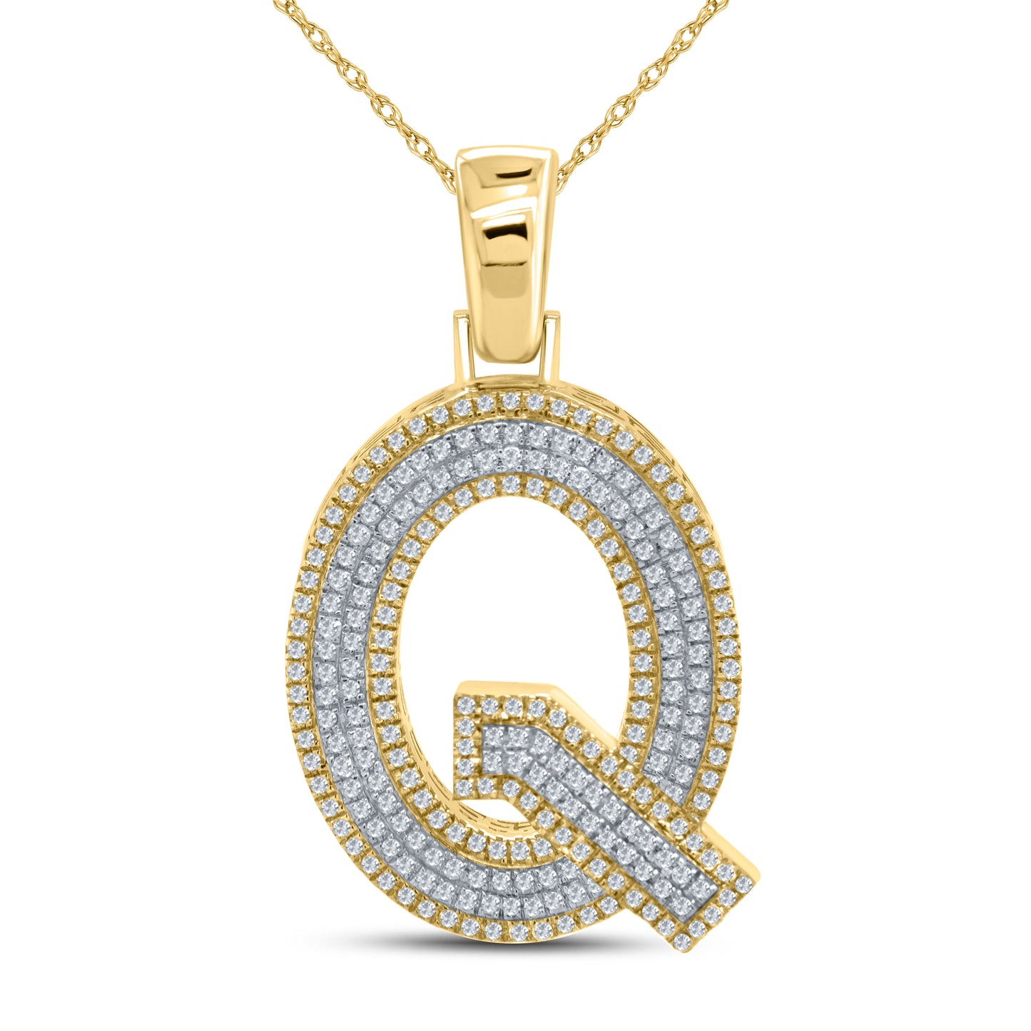 10kt yellow gold 0.71ctw Diamond Initial Q Charm