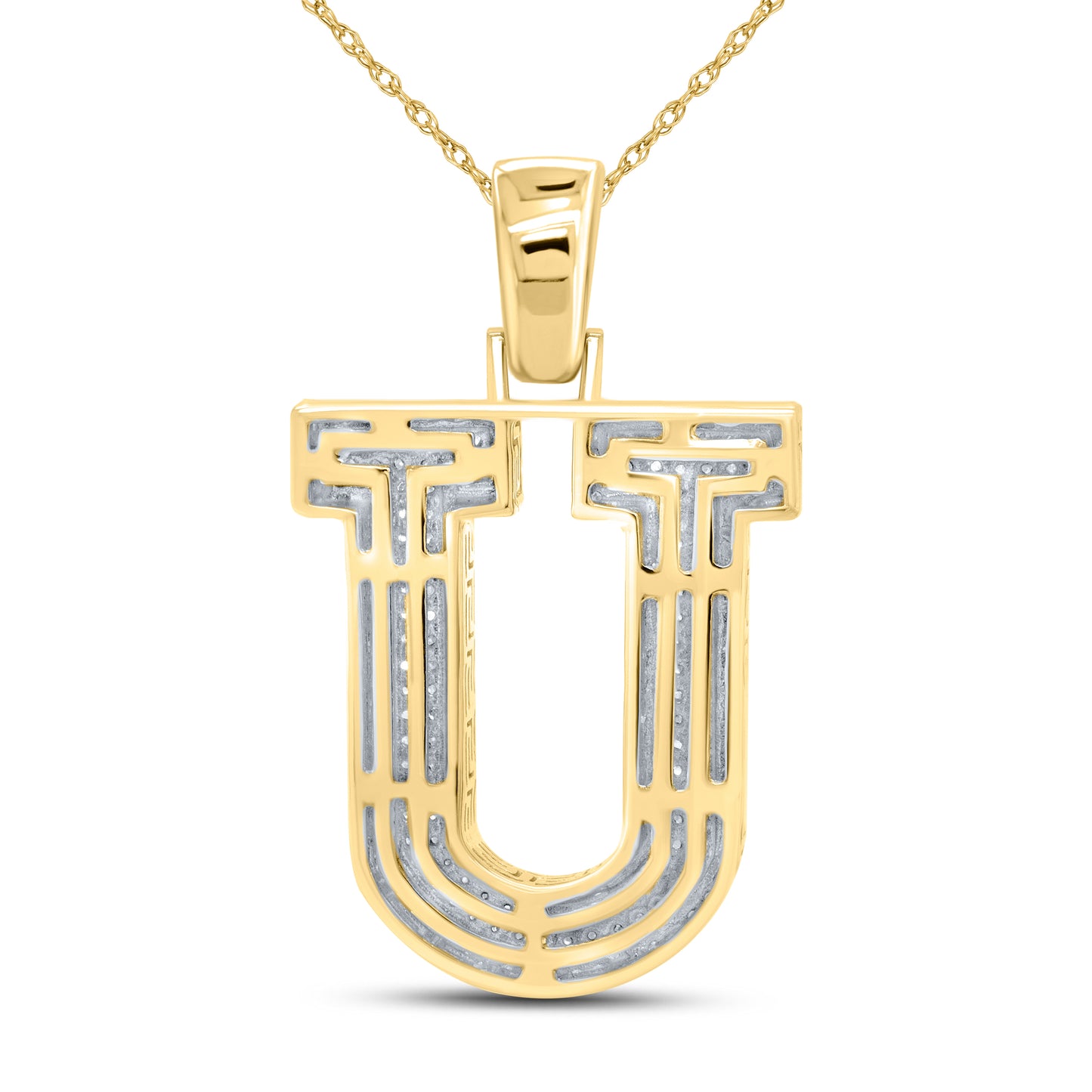 10kt yellow gold  0.66ctw Diamond Initial U Charm