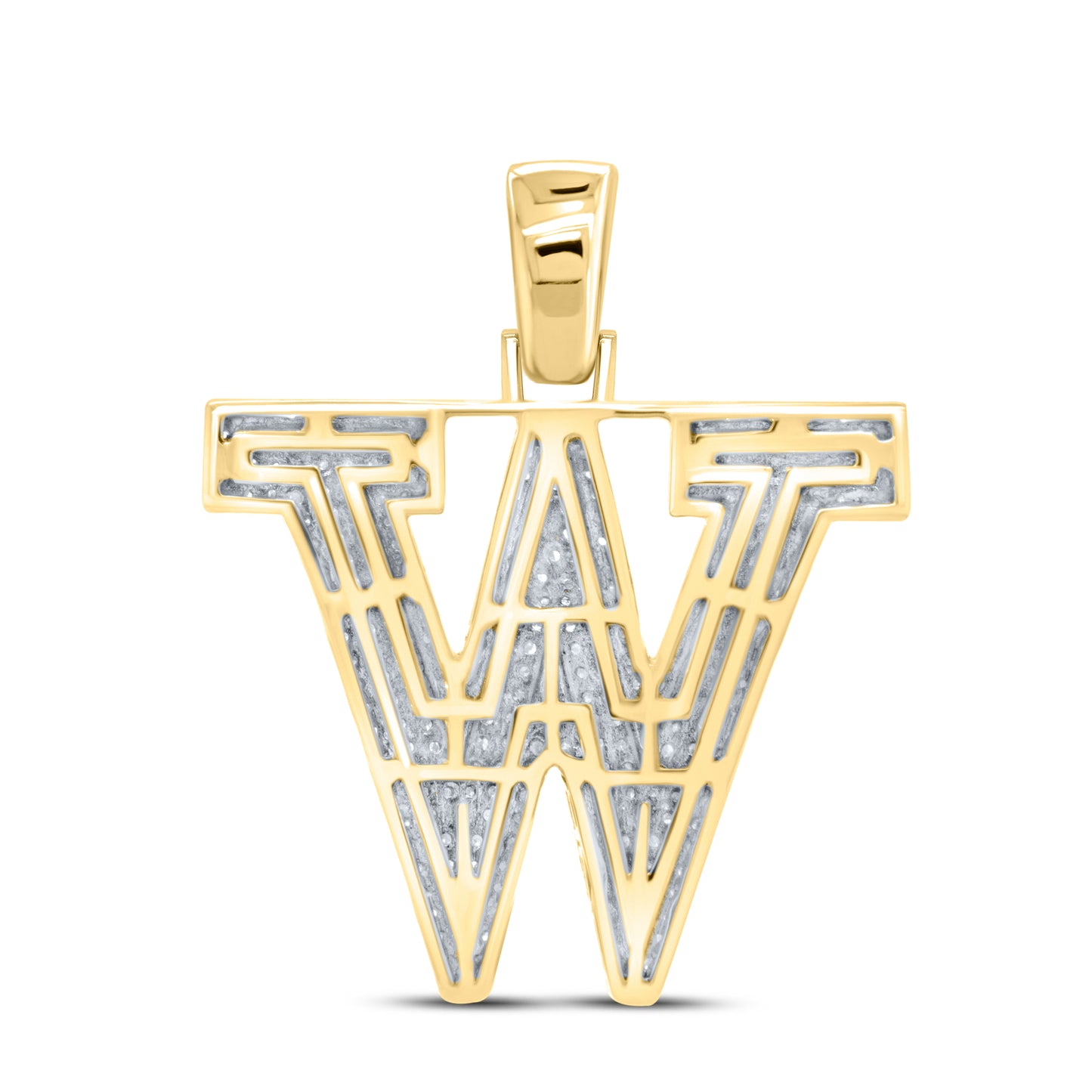 10kt yellow gold 0.90ctw Diamond Initial W Charm