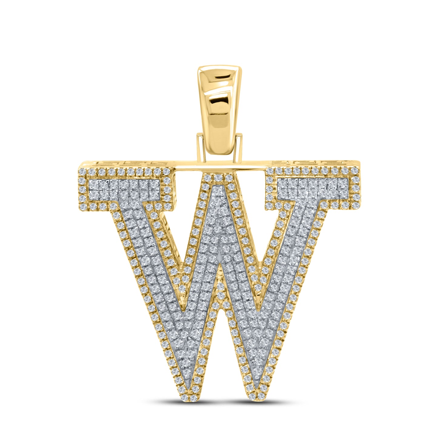 10kt yellow gold 0.90ctw Diamond Initial W Charm