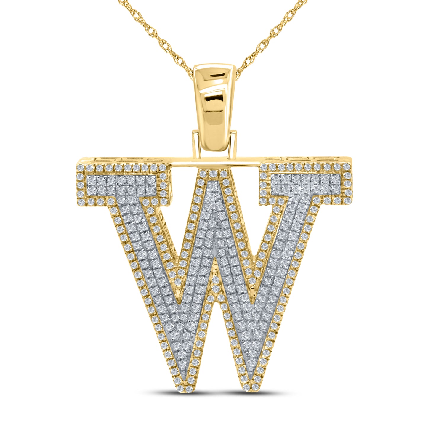 10kt yellow gold 0.90ctw Diamond Initial W Charm