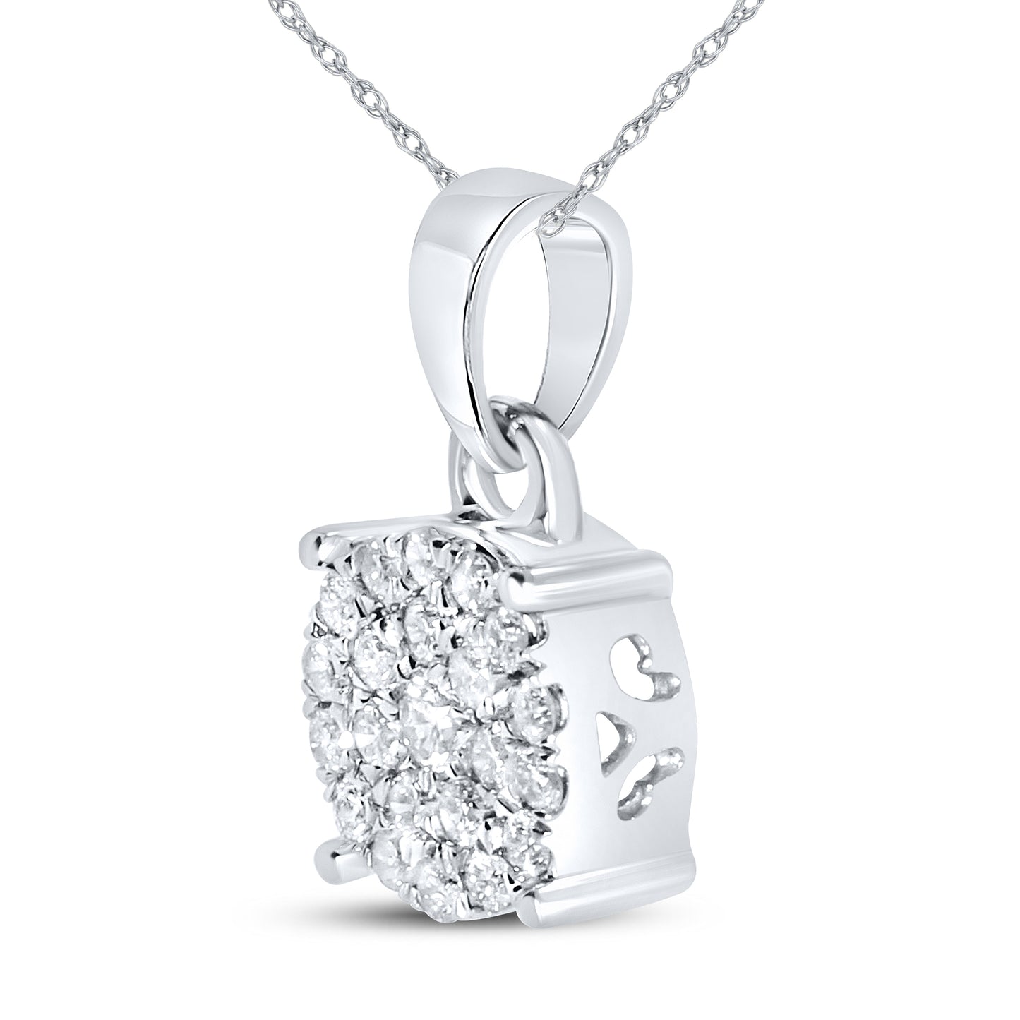 10kt White Gold 0.16 CTW Diamond Pendant With 10kt Chain
