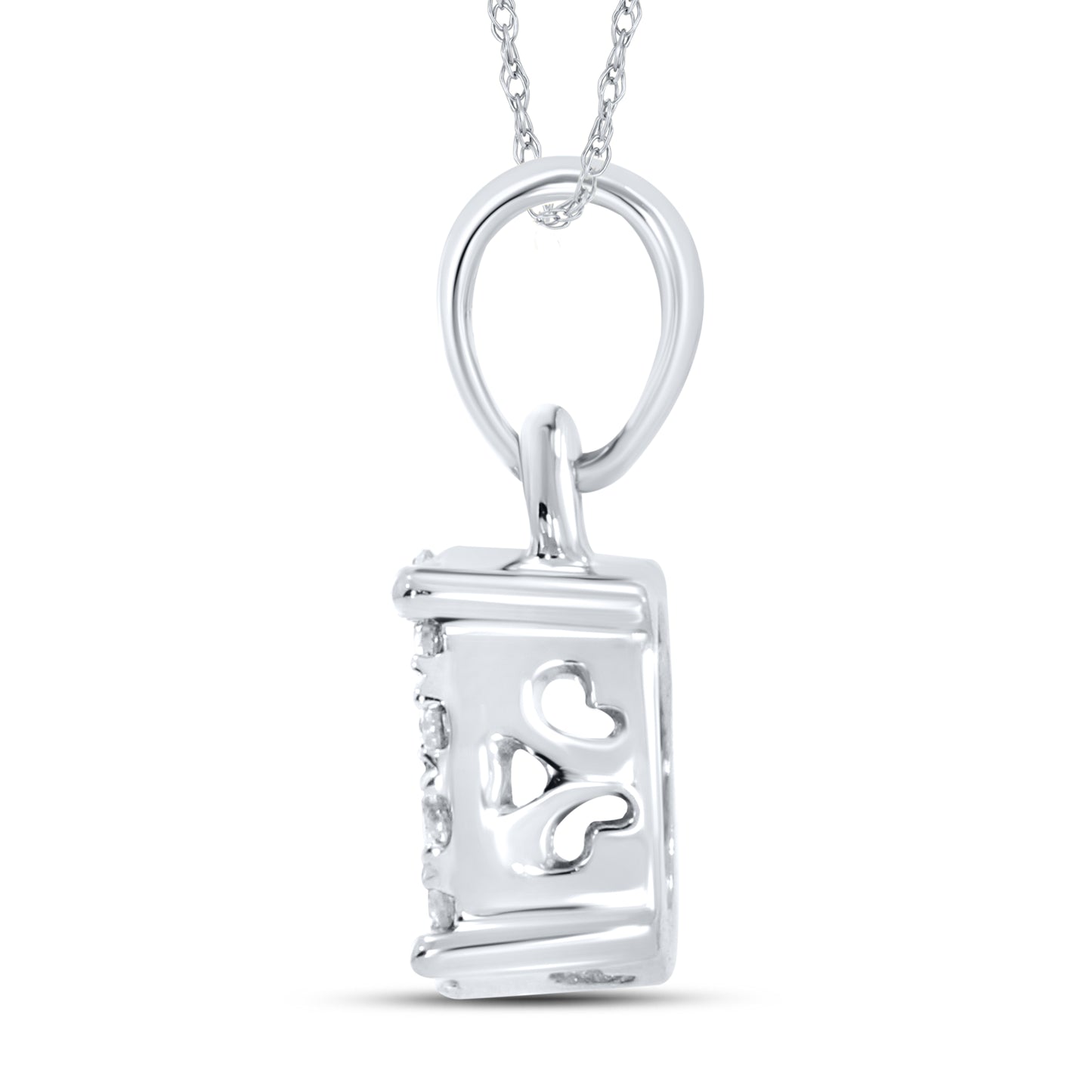 10kt White Gold 0.16 CTW Diamond Pendant With 10kt Chain