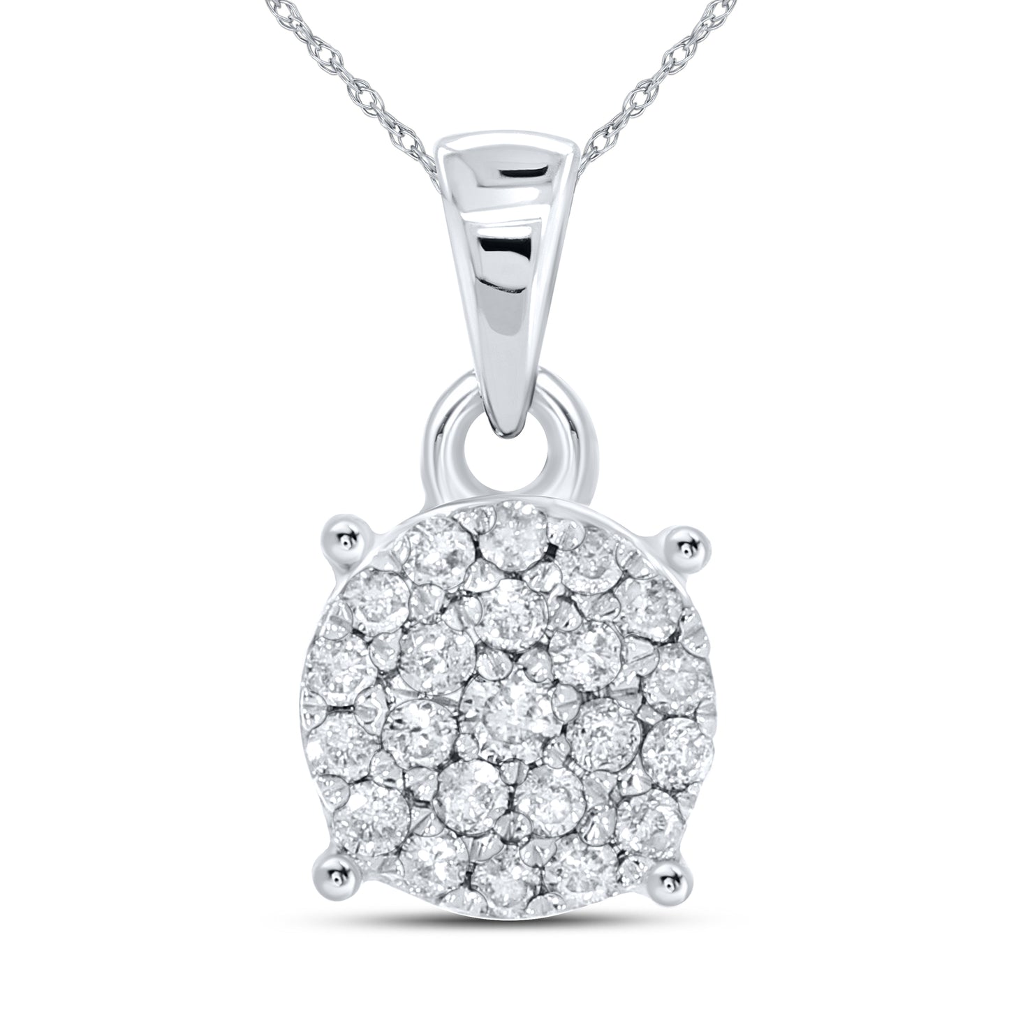 10kt White Gold 0.16 CTW Diamond Pendant With 10kt Chain