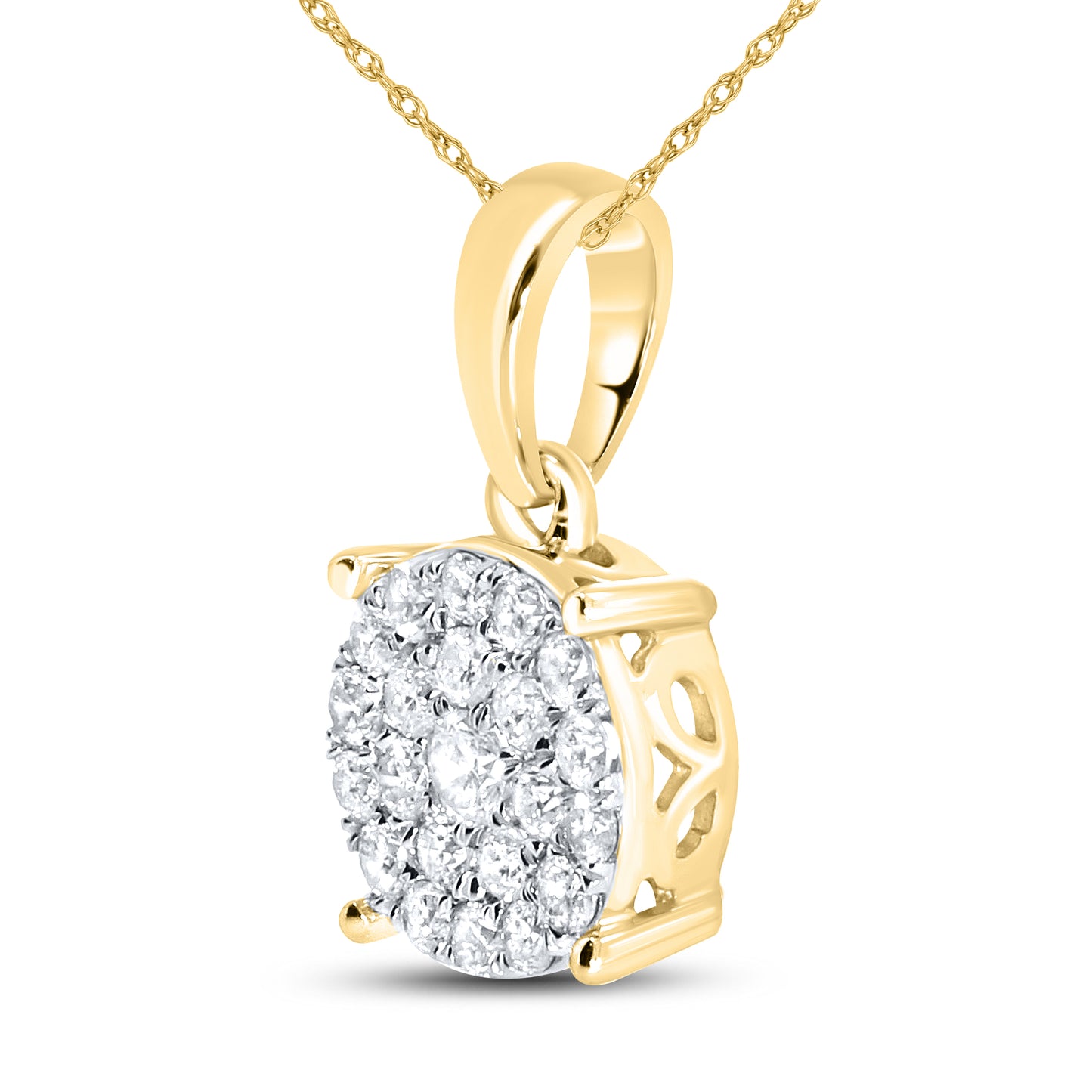 10kt Yellow Gold 0.26 CTW Diamond Pendant With 10kt Chain
