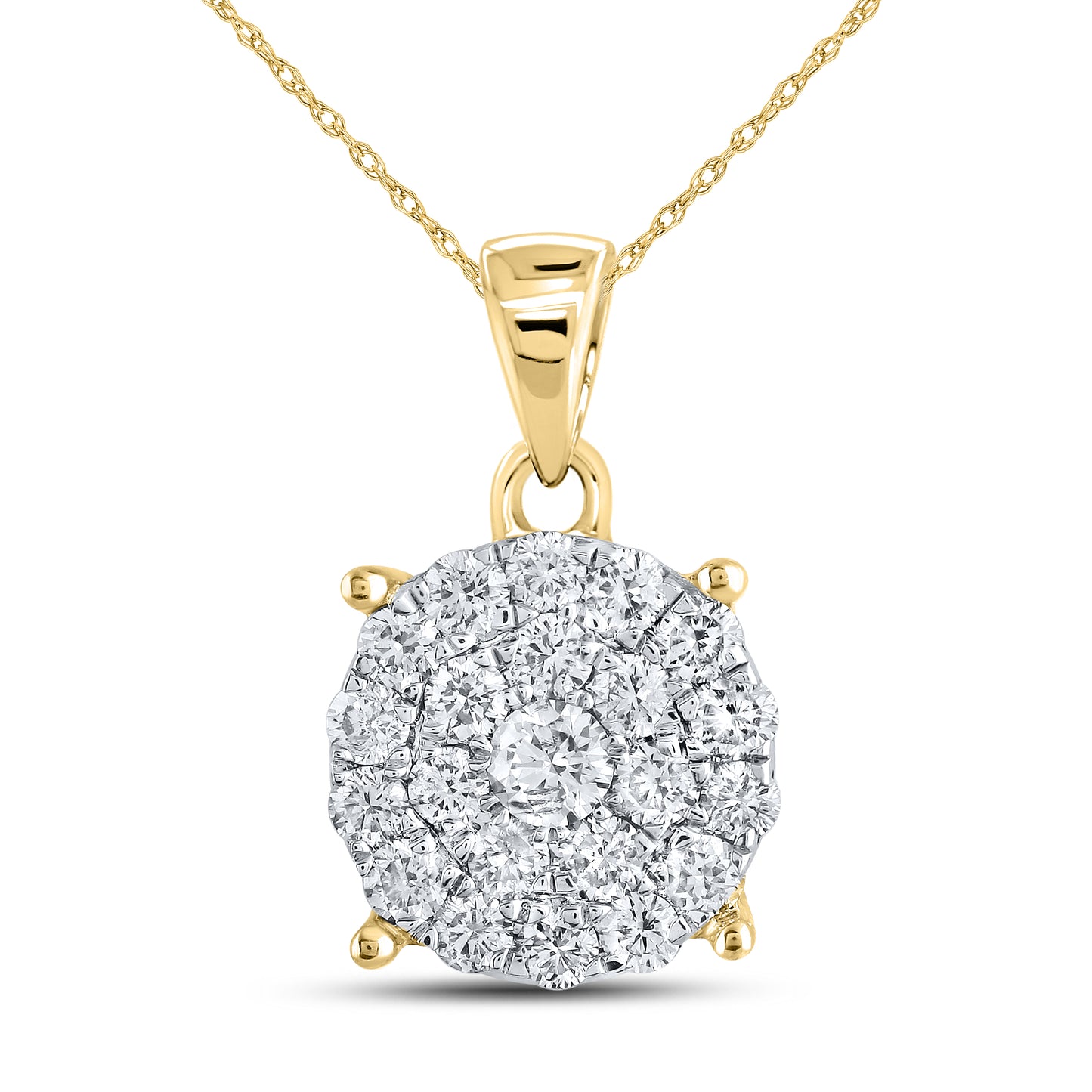 10kt Yellow Gold 1.04 CTW Diamond Pendant With 10kt Chain