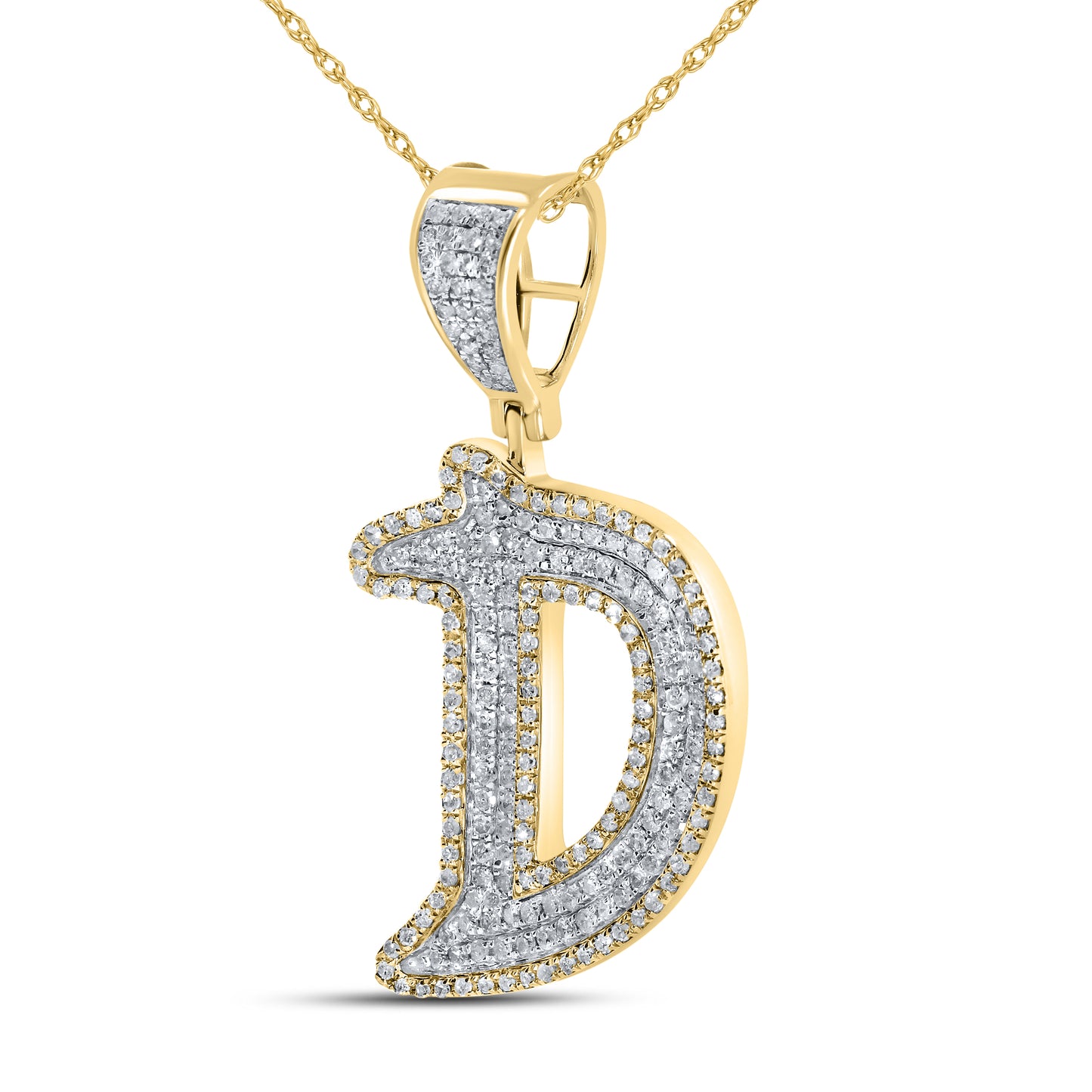 10kt yellow gold 0.81ctw Diamond initial D charm
