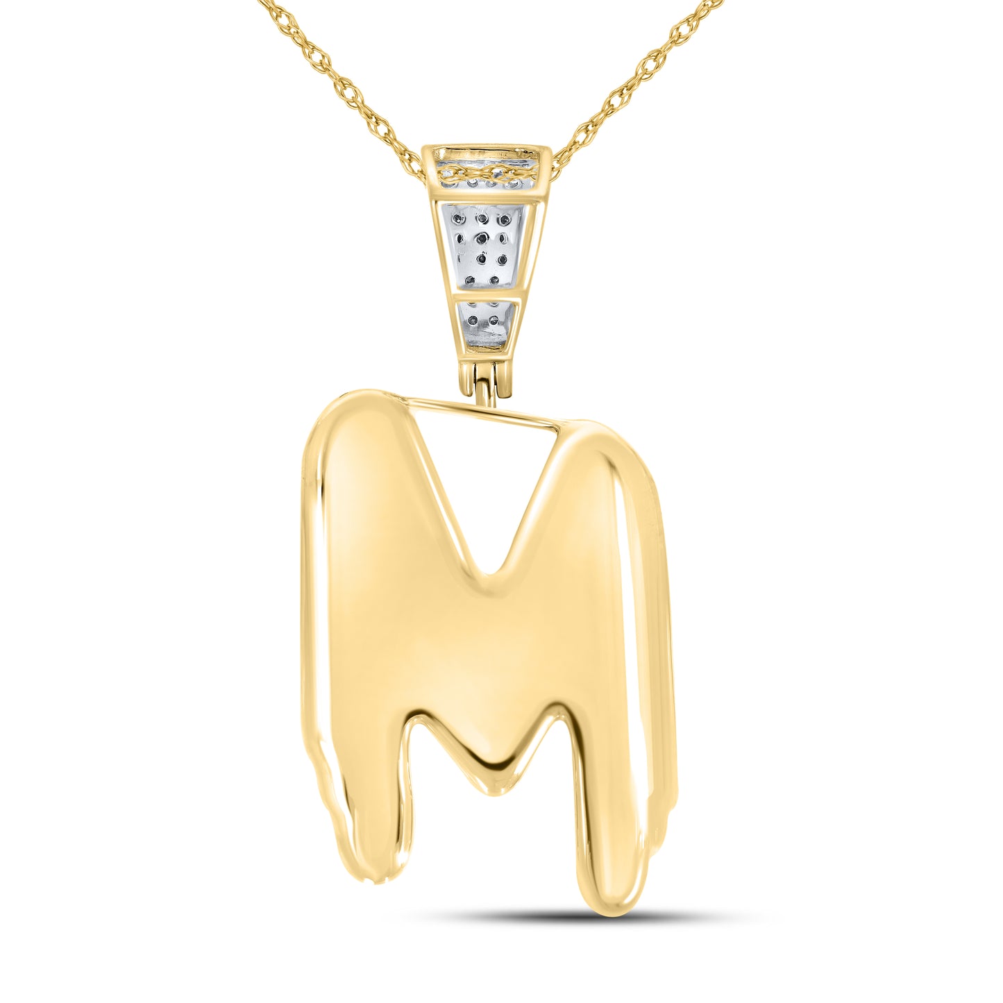 10kt yellow gold 0.76ctw Diamond initial M charm