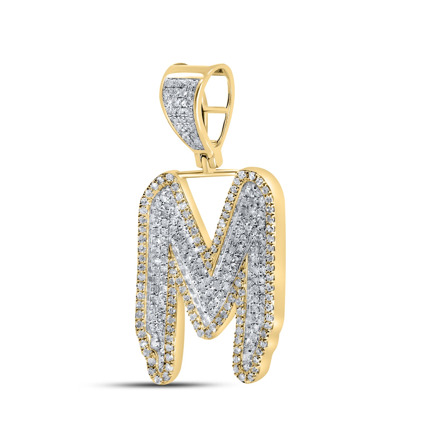 10kt yellow gold 0.76ctw Diamond initial M charm