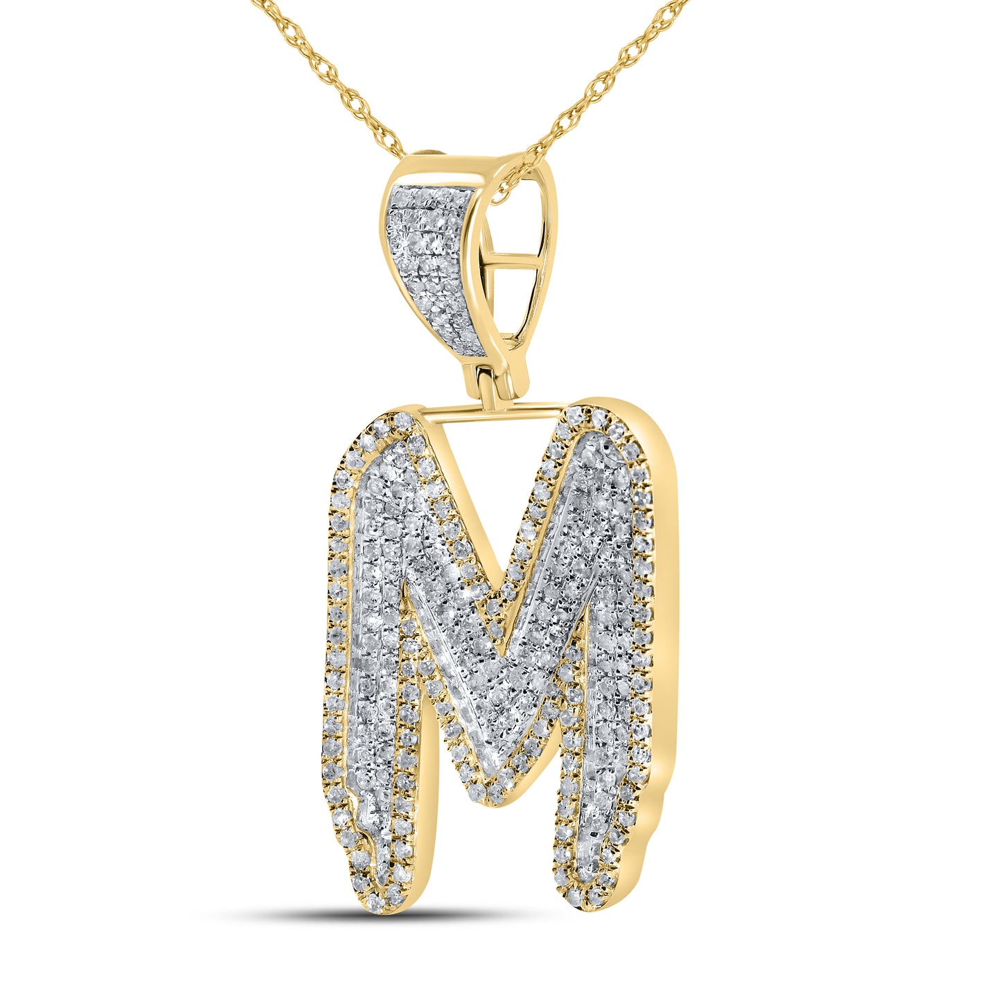 10kt yellow gold 0.76ctw Diamond initial M charm