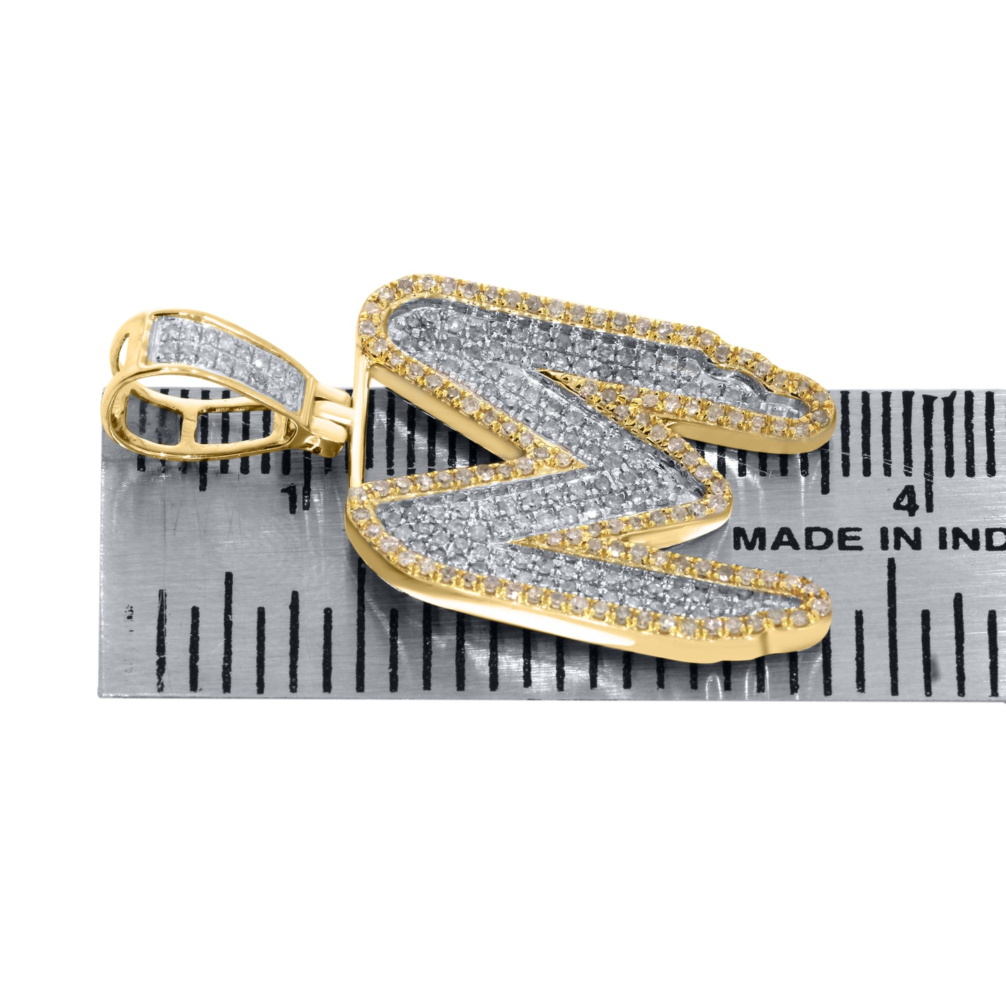 10kt yellow gold 0.76ctw Diamond initial M charm