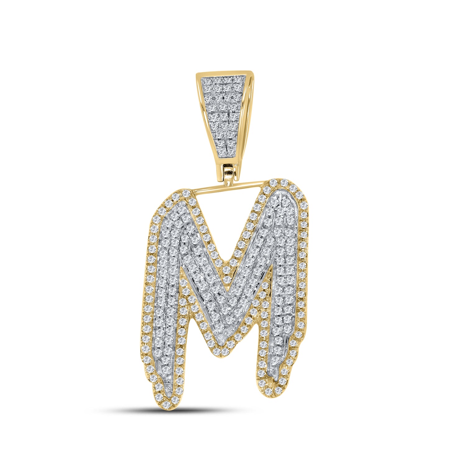 10kt yellow gold 0.76ctw Diamond initial M charm
