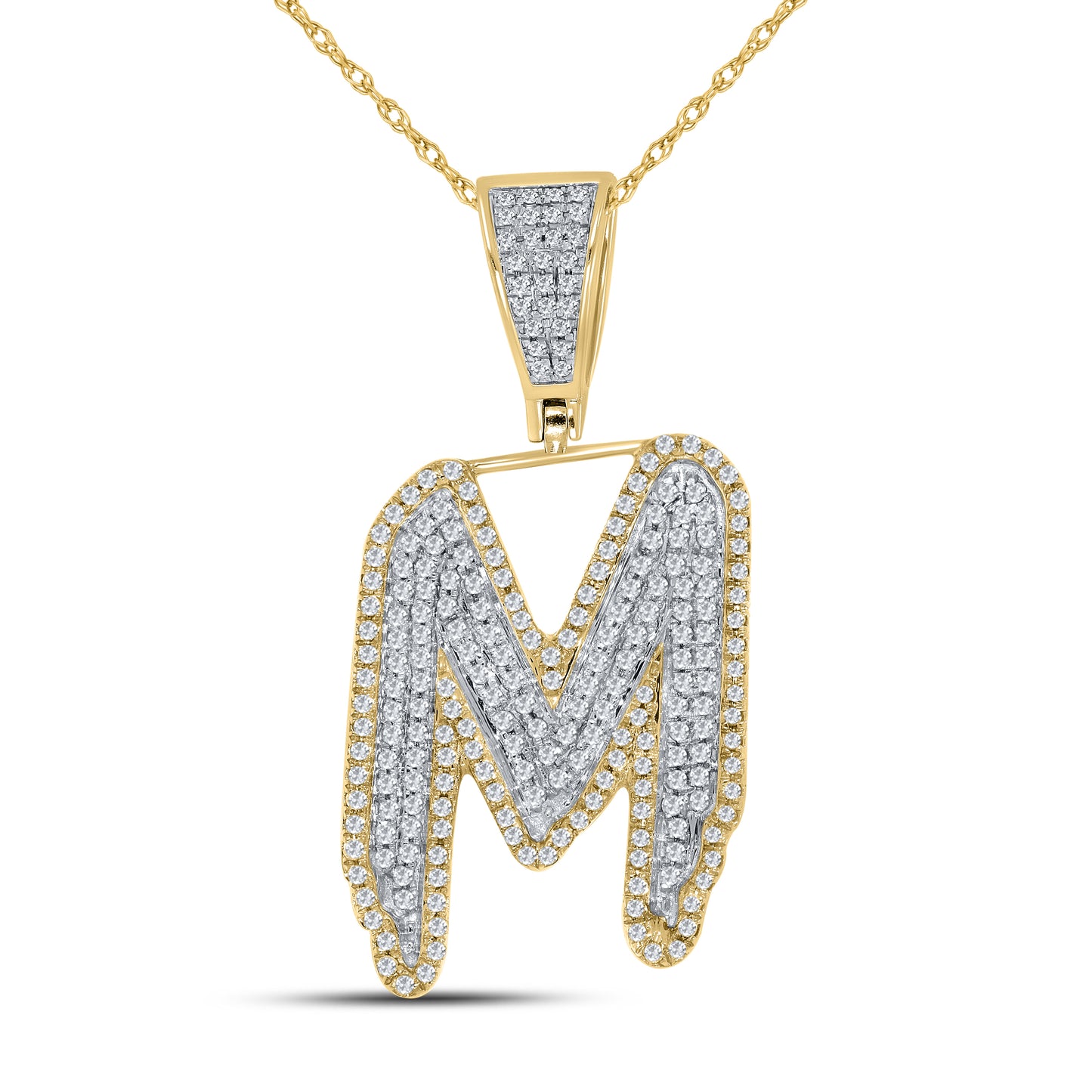 10kt yellow gold 0.76ctw Diamond initial M charm