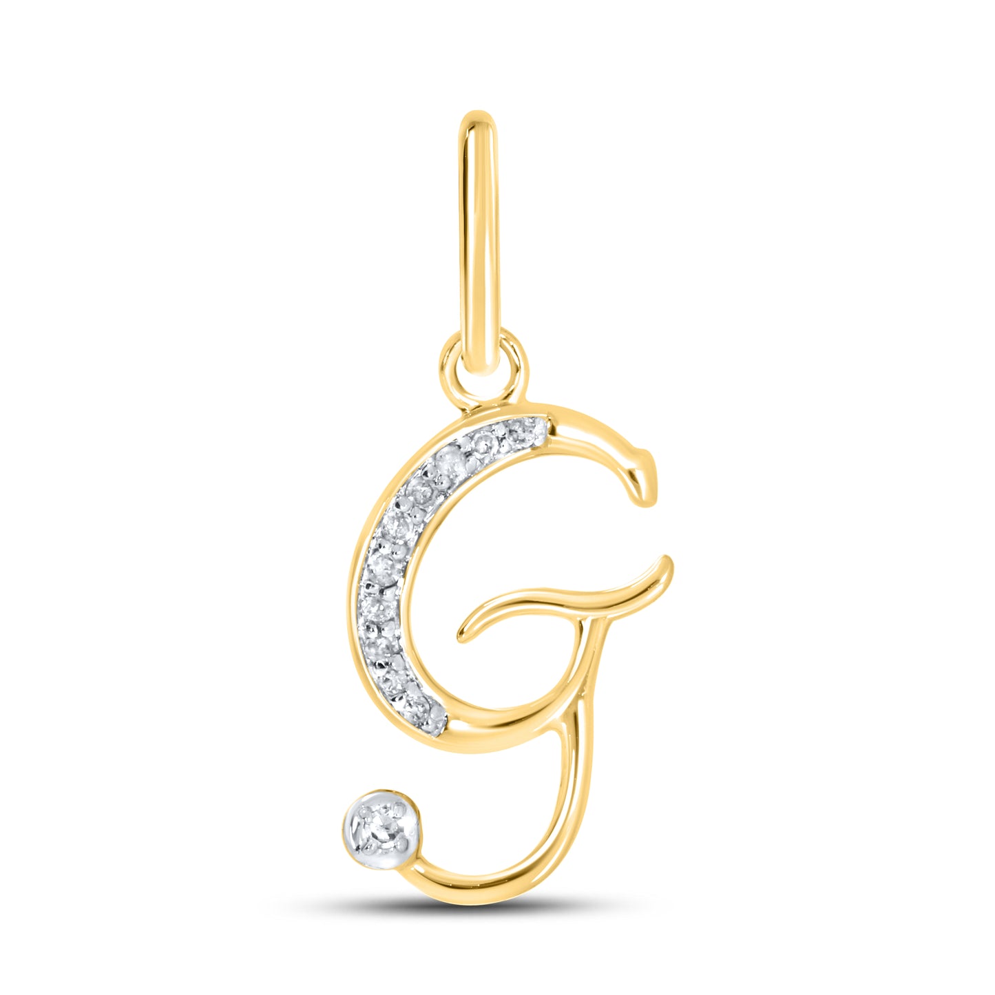 10kt Yellow Gold 0.04 CTW Diamond Initial G charm