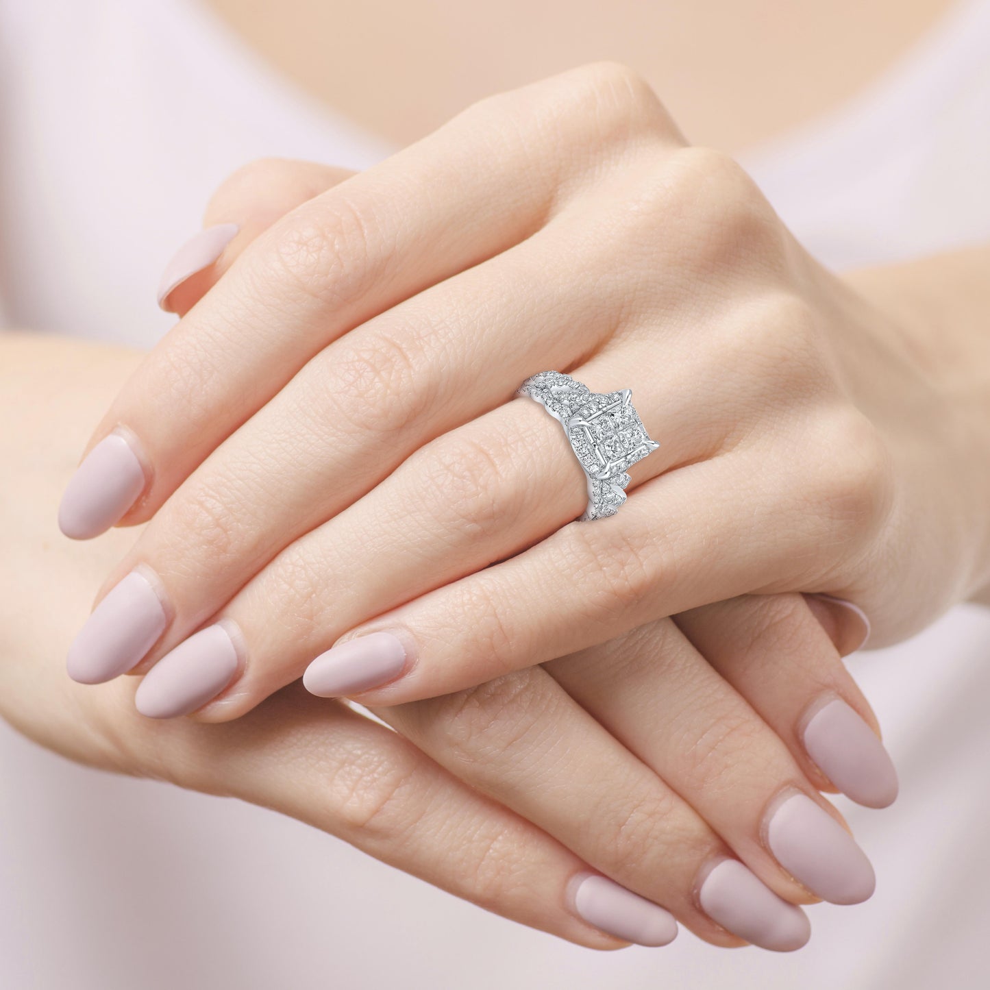 10kt white gold 1.83ctw Diamond Bridal Ring set
