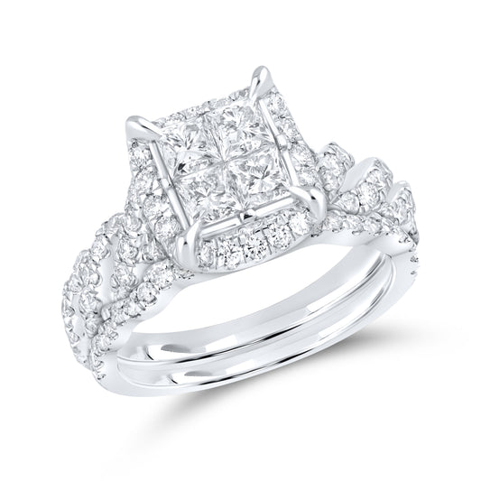 10kt white gold 1.83ctw Diamond Bridal Ring set