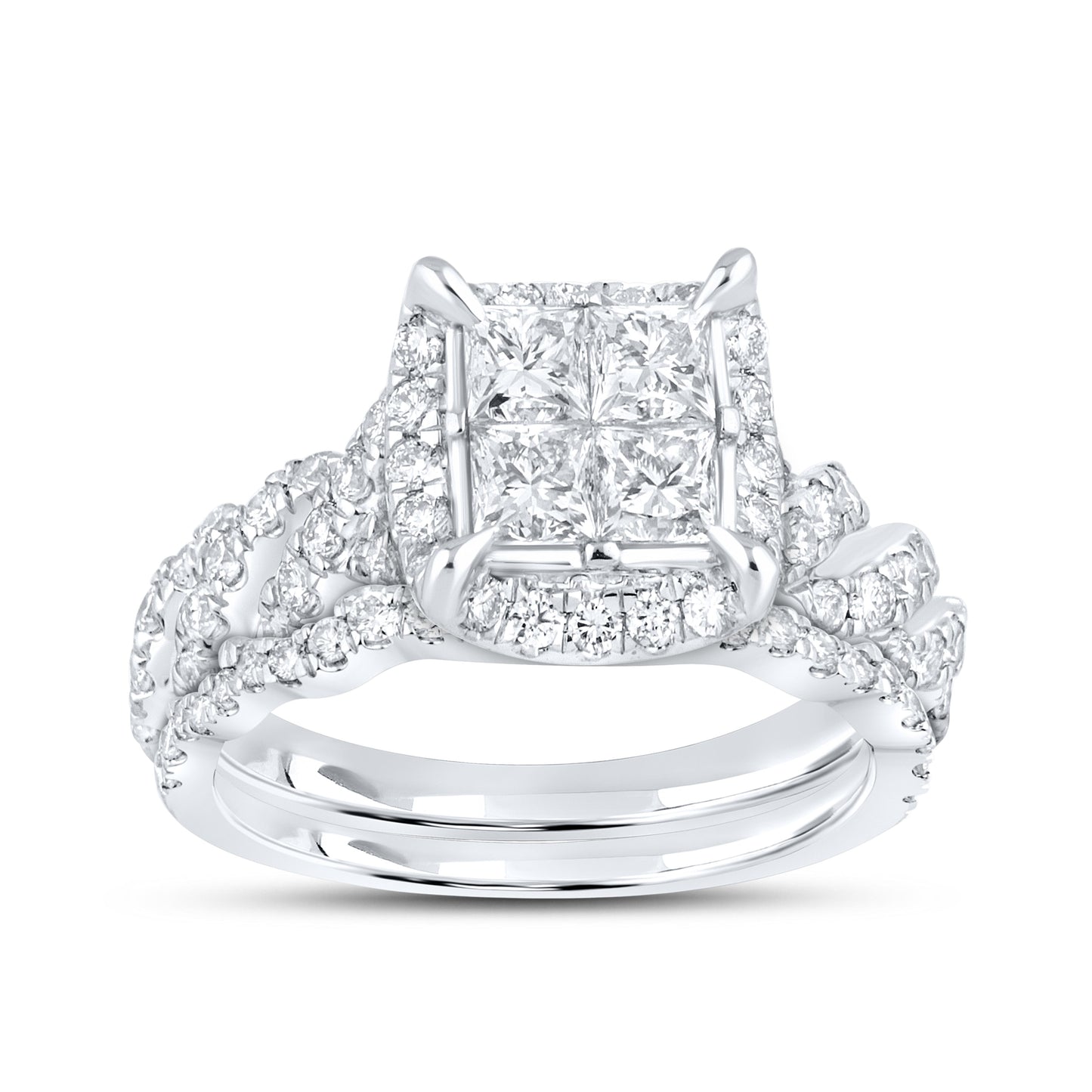 10kt white gold 1.83ctw Diamond Bridal Ring set