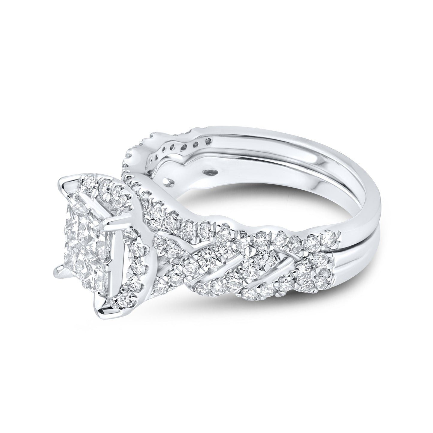 10kt white gold 1.83ctw Diamond Bridal Ring set