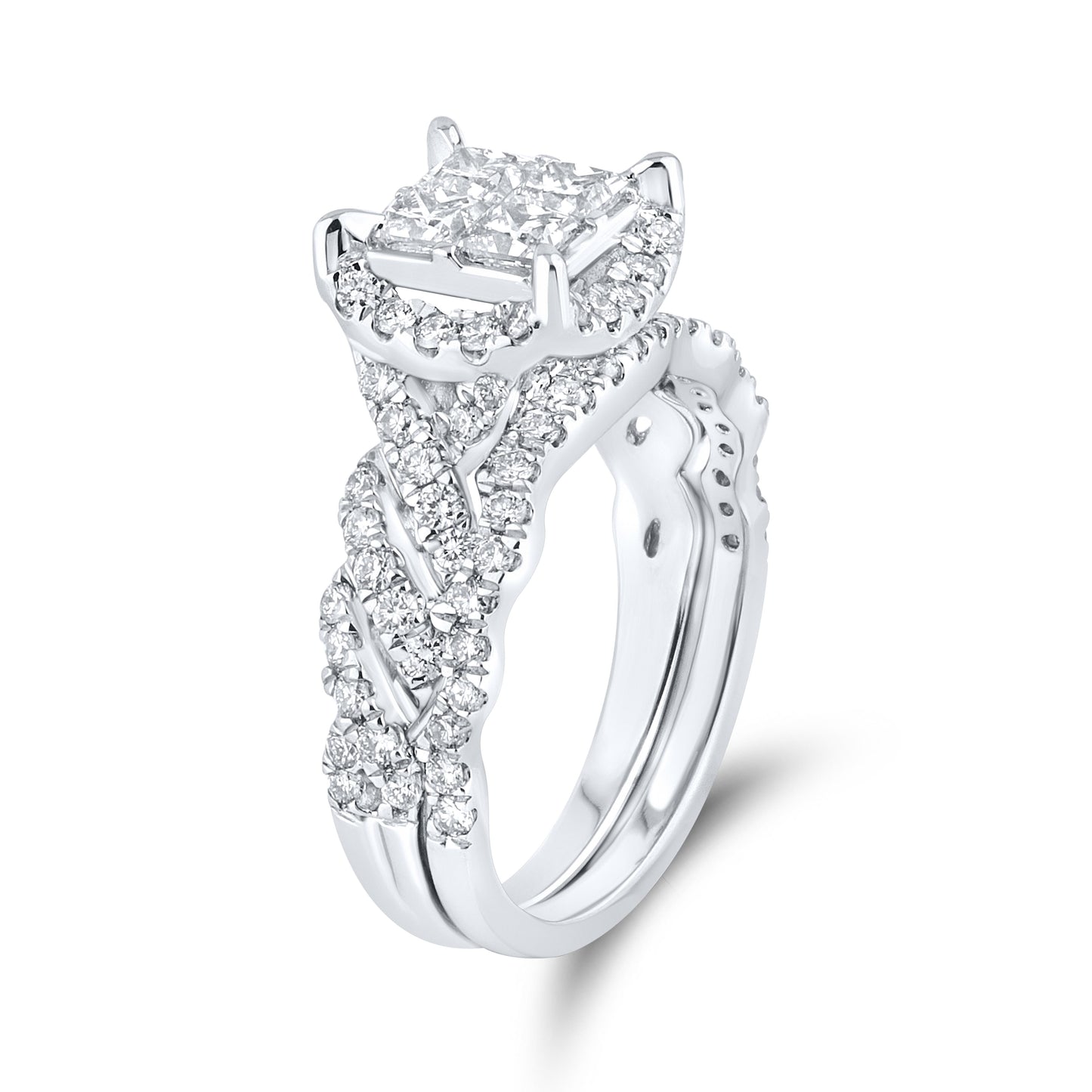 10kt white gold 1.83ctw Diamond Bridal Ring set