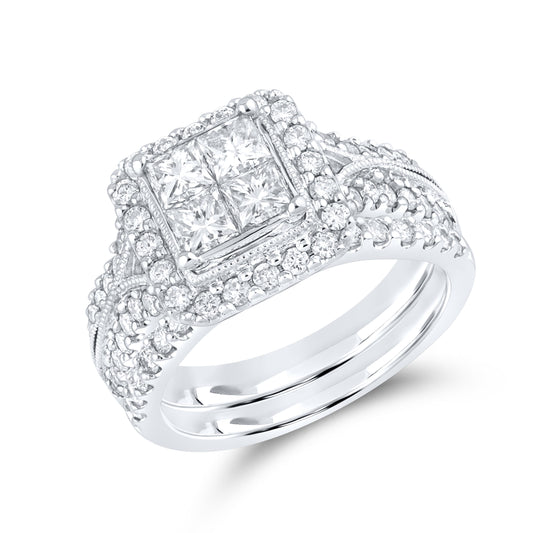 10kt white gold 1.99 ctw Diamond Bridal Ring set