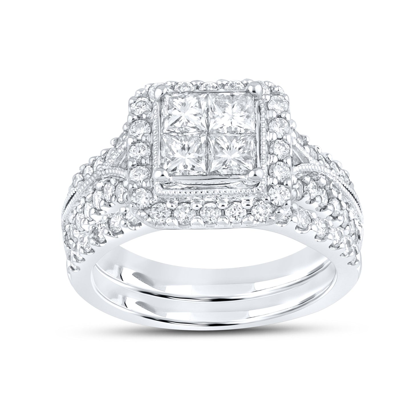10kt white gold 1.99 ctw Diamond Bridal Ring set