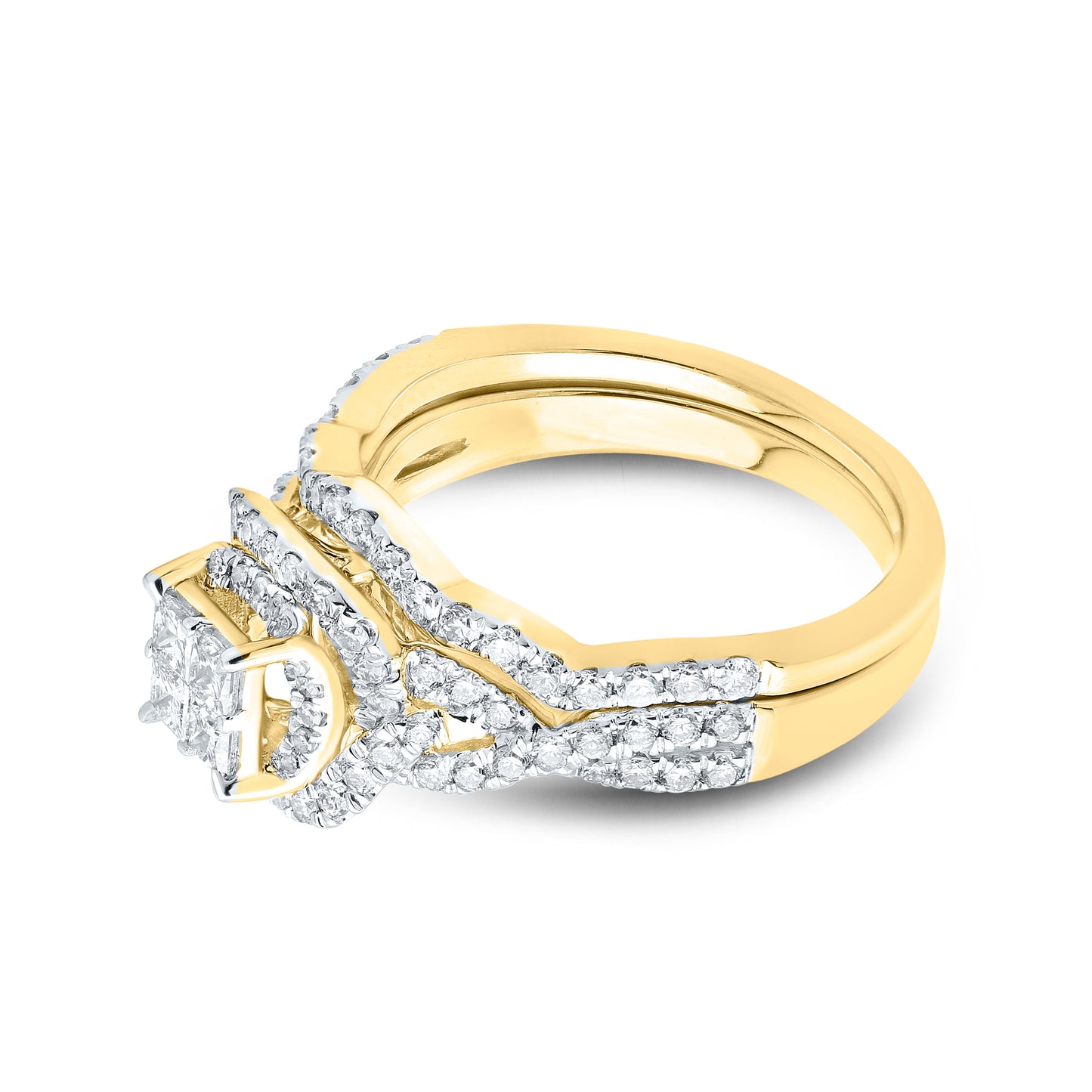 10kt yellow gold 1.05ctw Diamond Bridal duo set