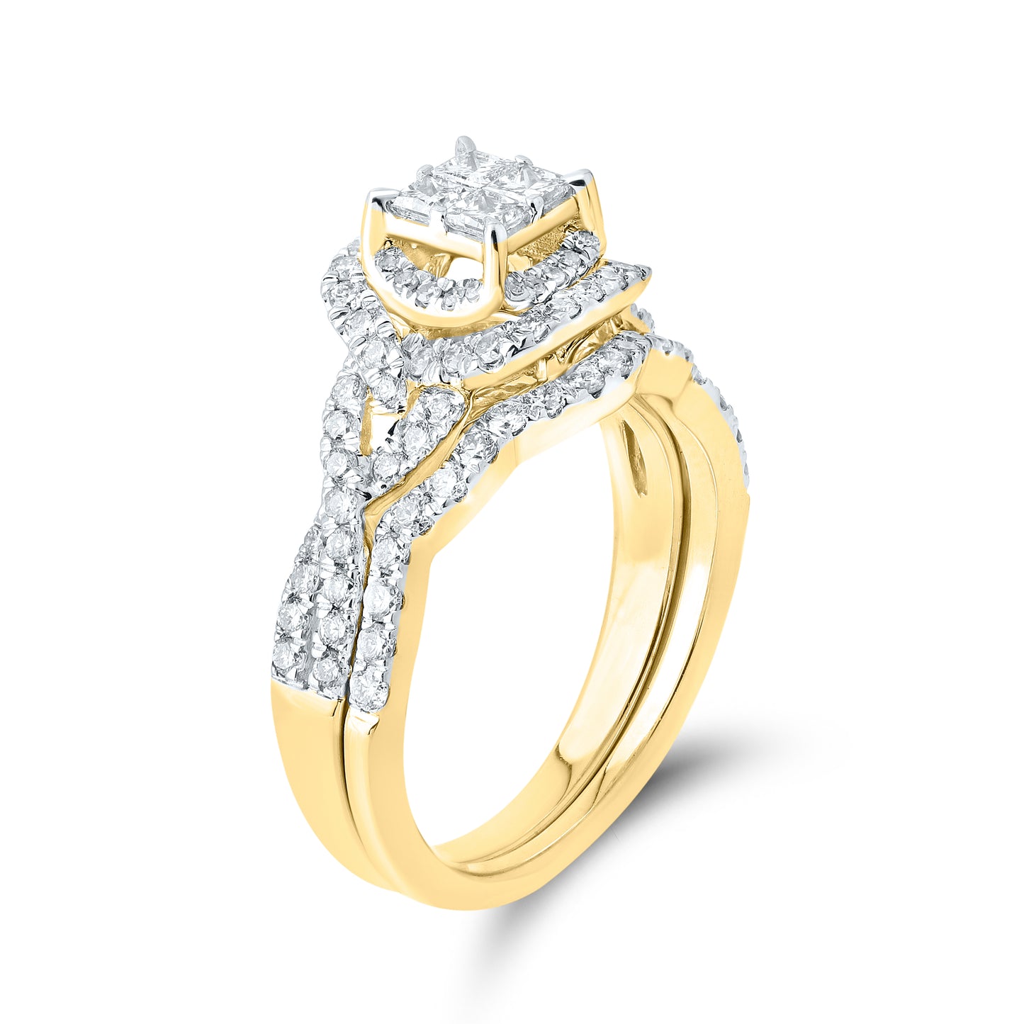 10kt yellow gold 1.05ctw Diamond Bridal duo set