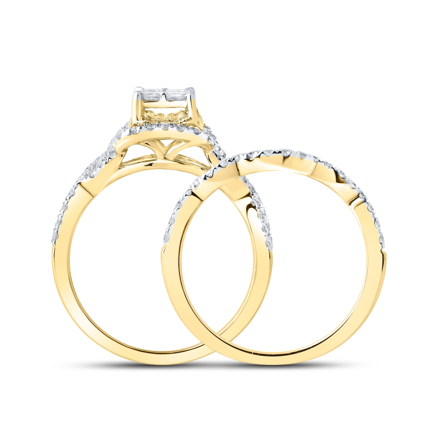 10kt yellow gold 1.05ctw Diamond Bridal duo set