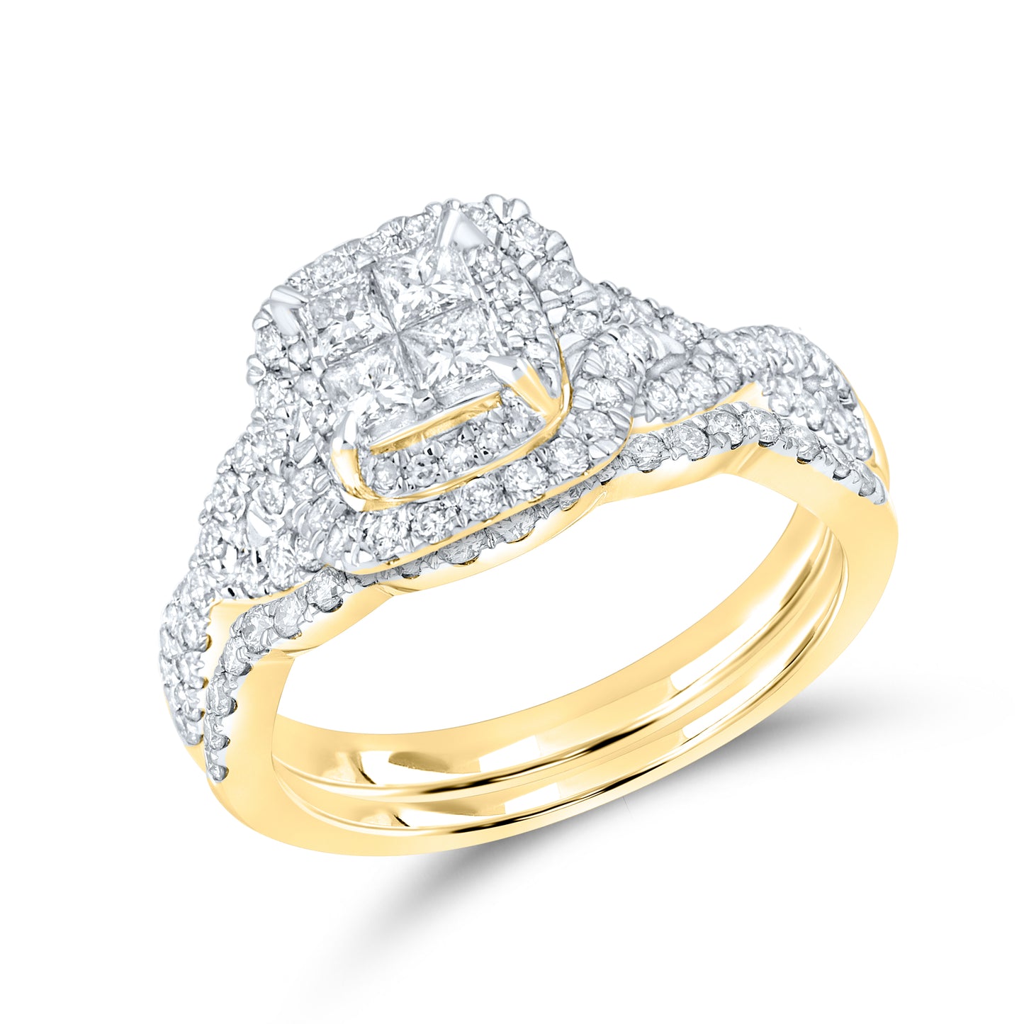 10kt yellow gold 1.05ctw Diamond Bridal duo set