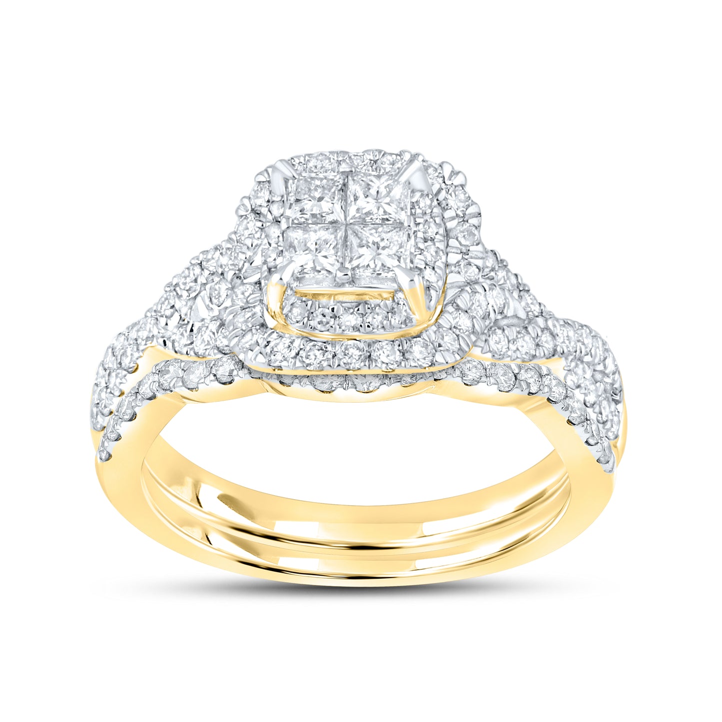 10kt yellow gold 1.05ctw Diamond Bridal duo set