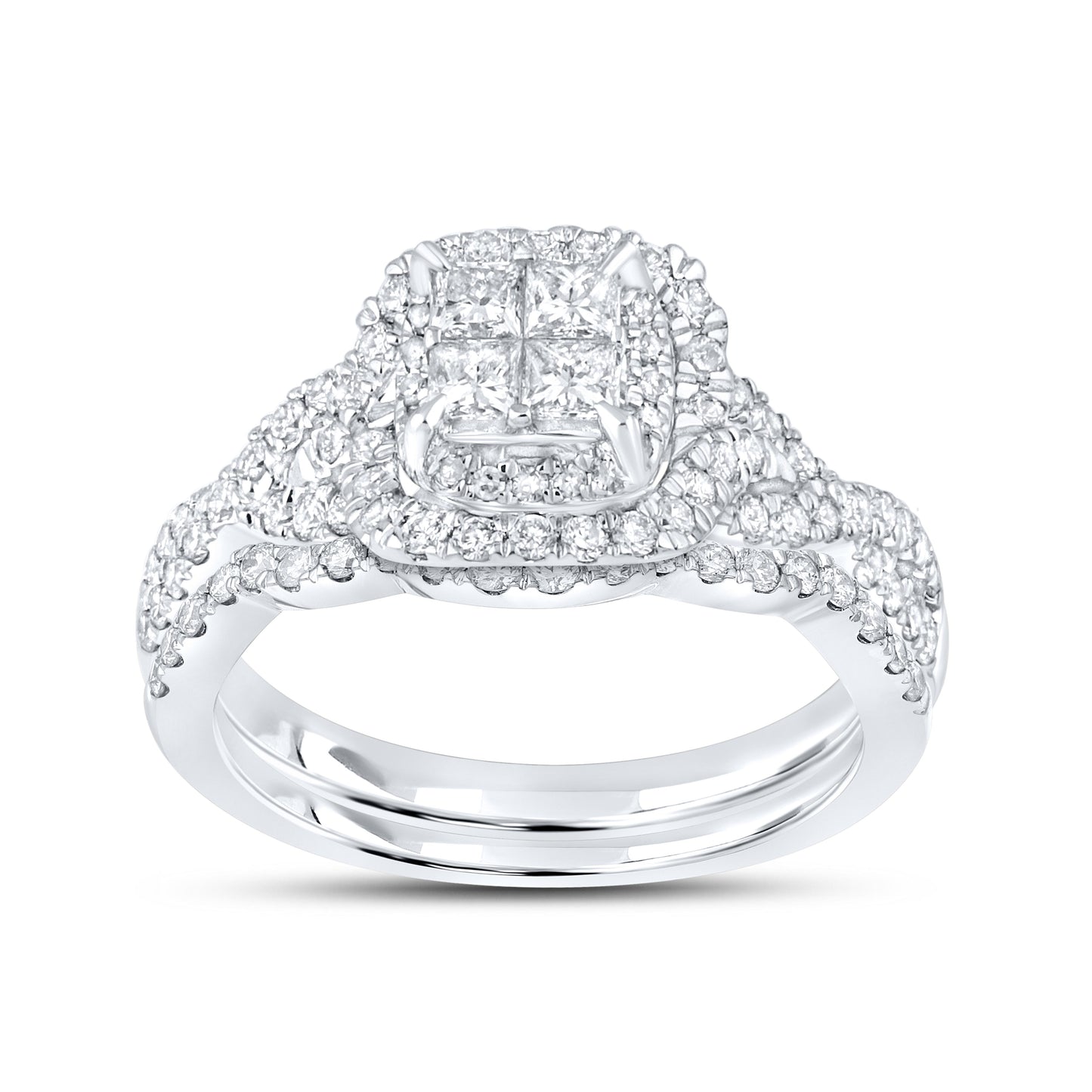 10k white gold 1.05 Diamond Bridal Ring set