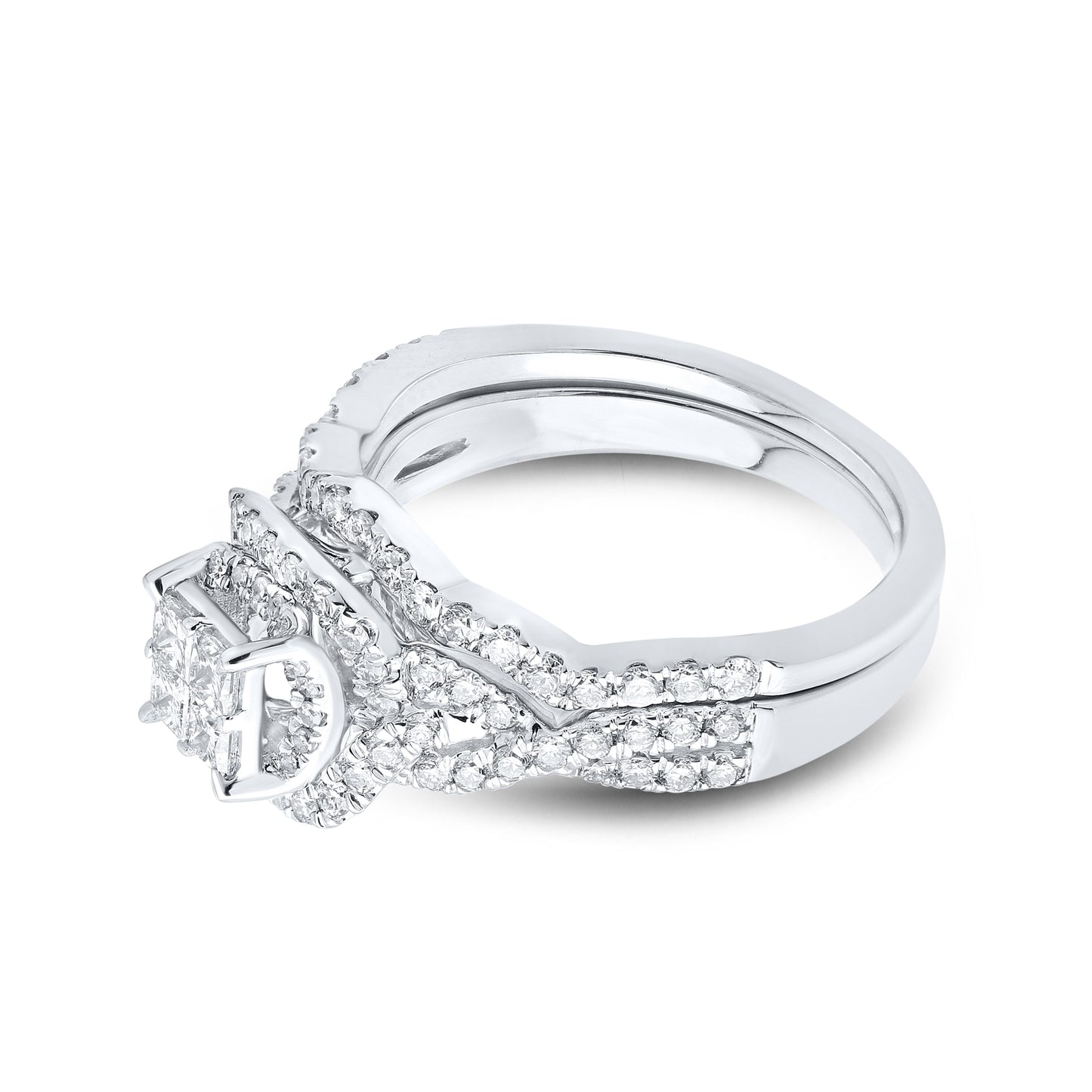 10k white gold 1.05 Diamond Bridal Ring set