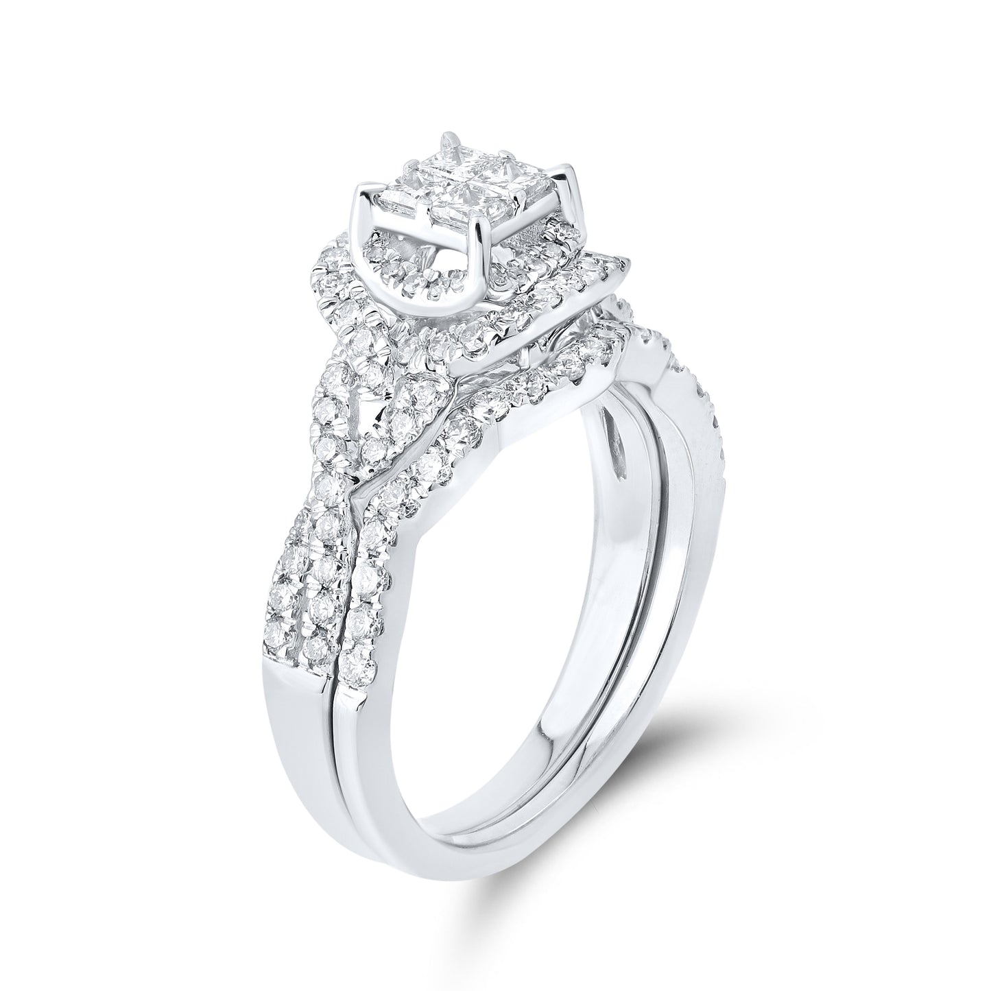 10k white gold 1.05 Diamond Bridal Ring set