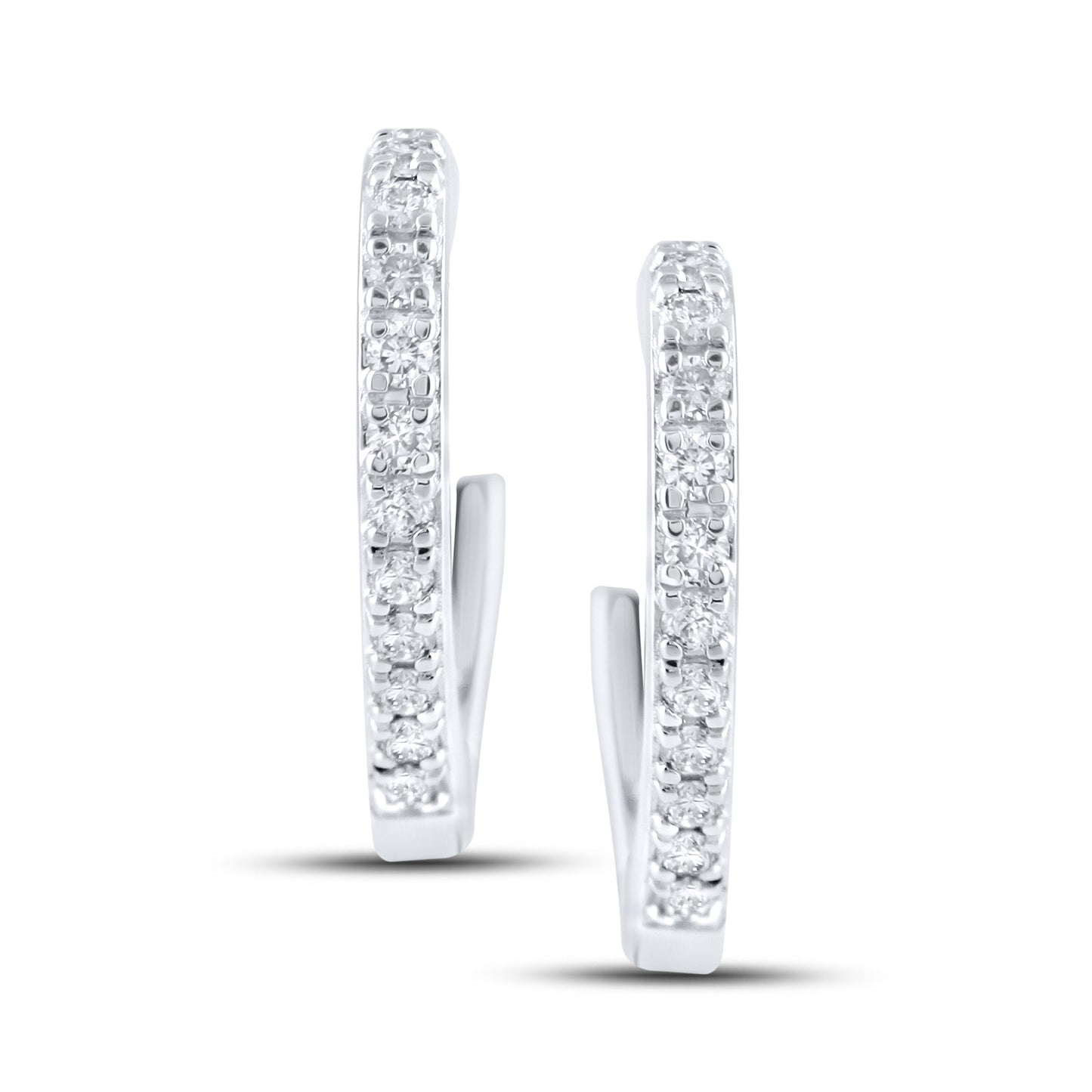 14kt White Gold 0.34 CTW Heart Lab Diamond Hoops
