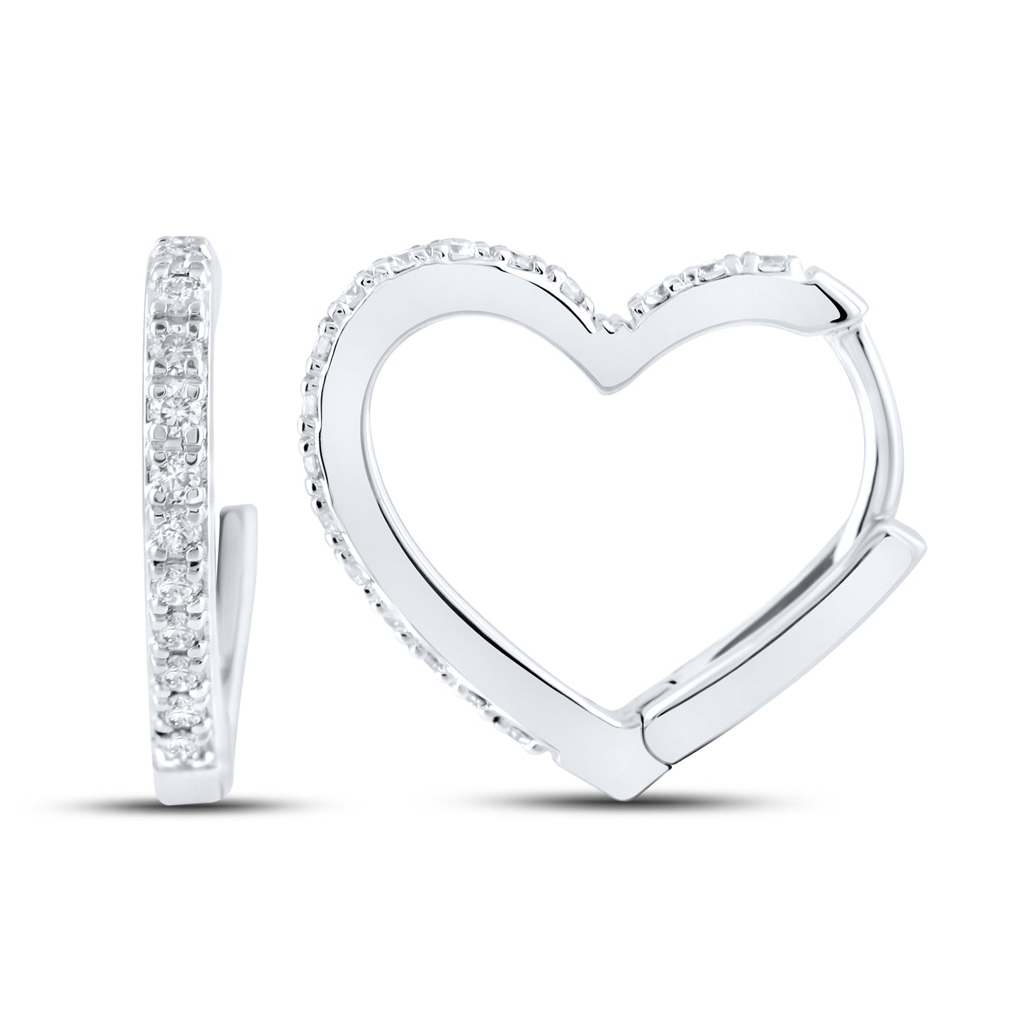 14kt White Gold 0.34 CTW Heart Lab Diamond Hoops