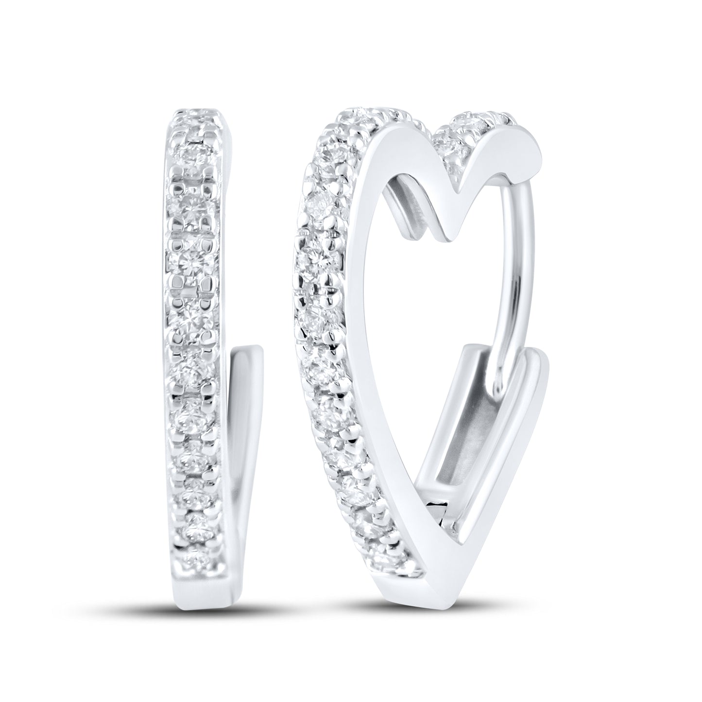 14kt White Gold 0.34 CTW Heart Lab Diamond Hoops