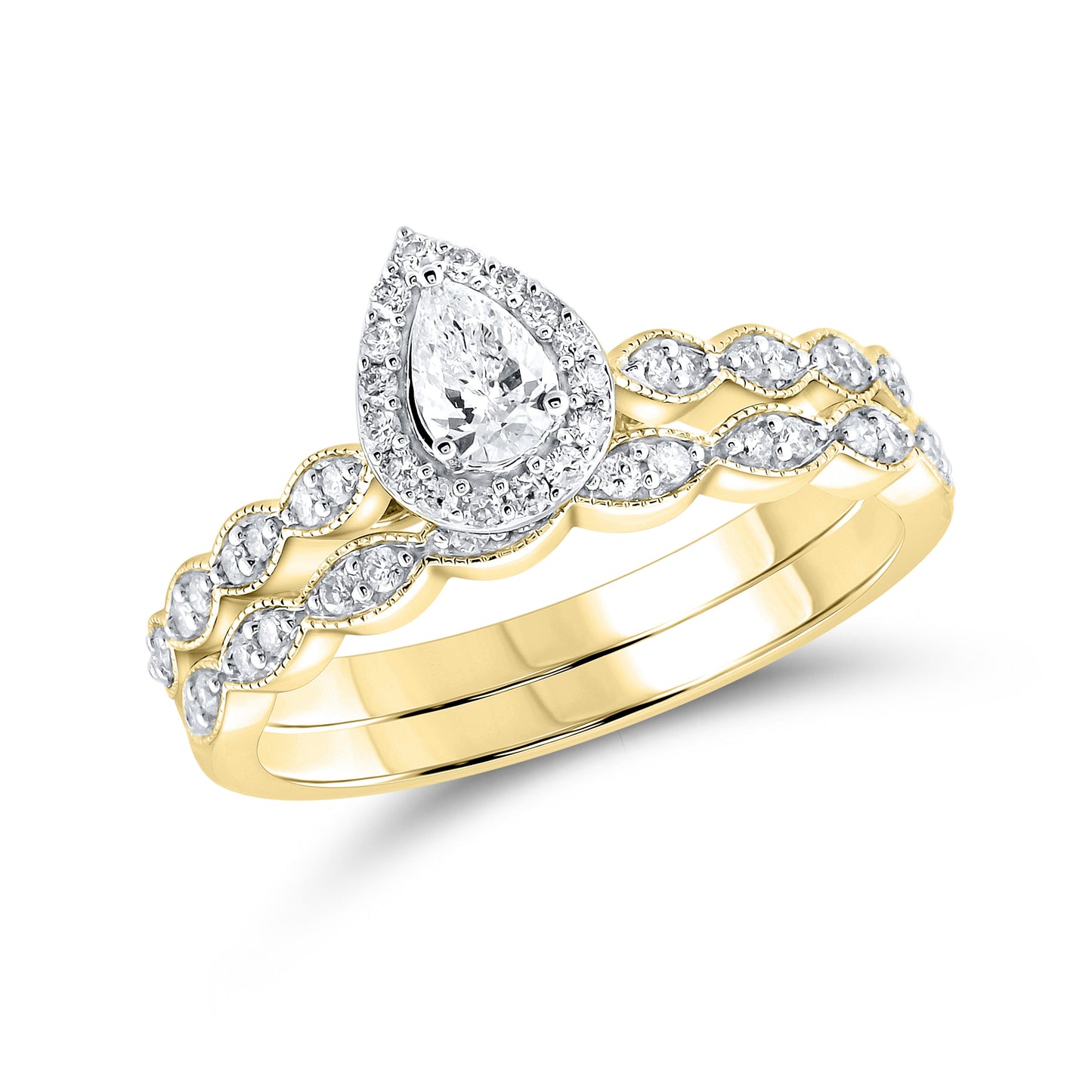 14kt Yellow Gold 0.52 CTW Diamond Bridal Ring Set