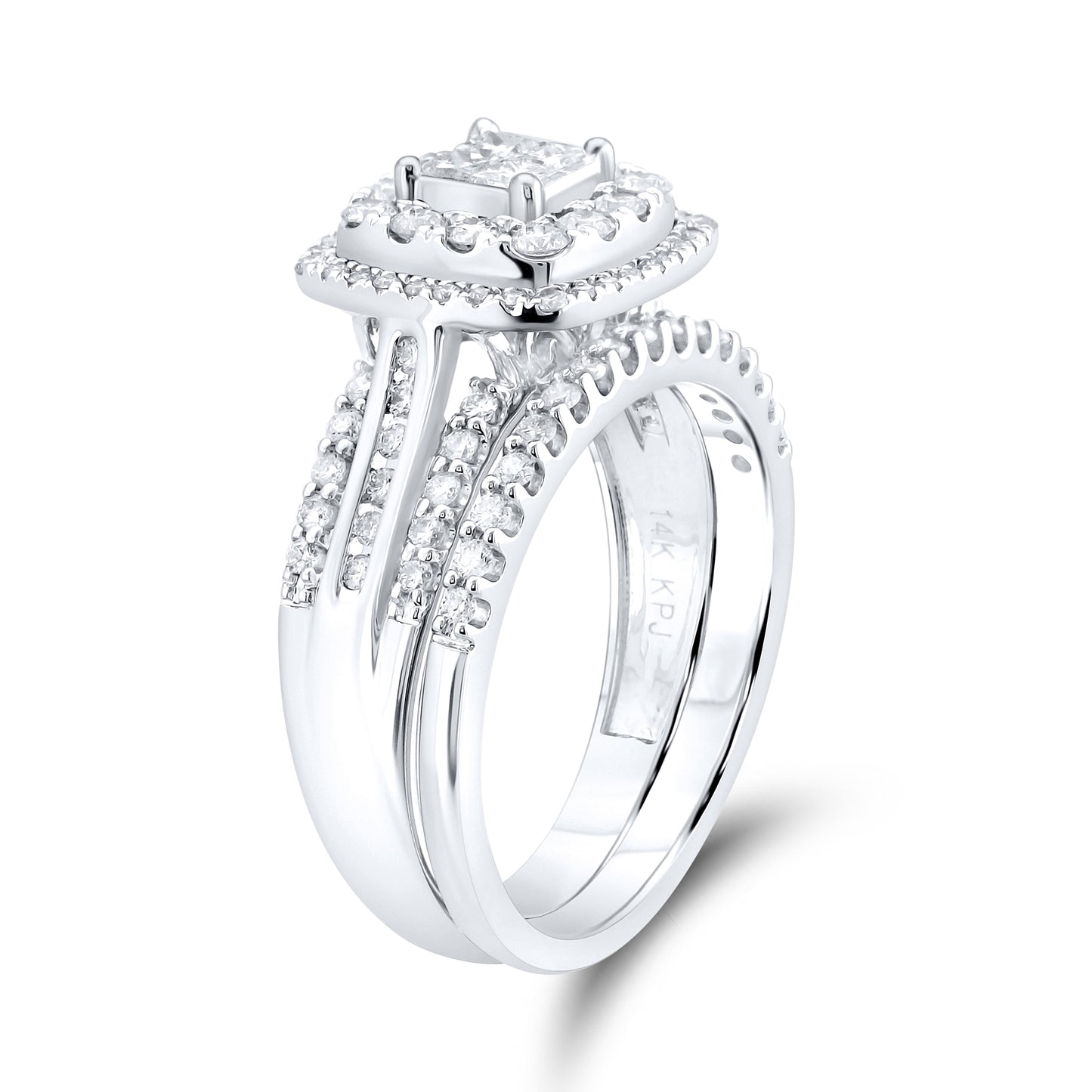14kt White Gold 1ctw Diamond Bridal Ring Set