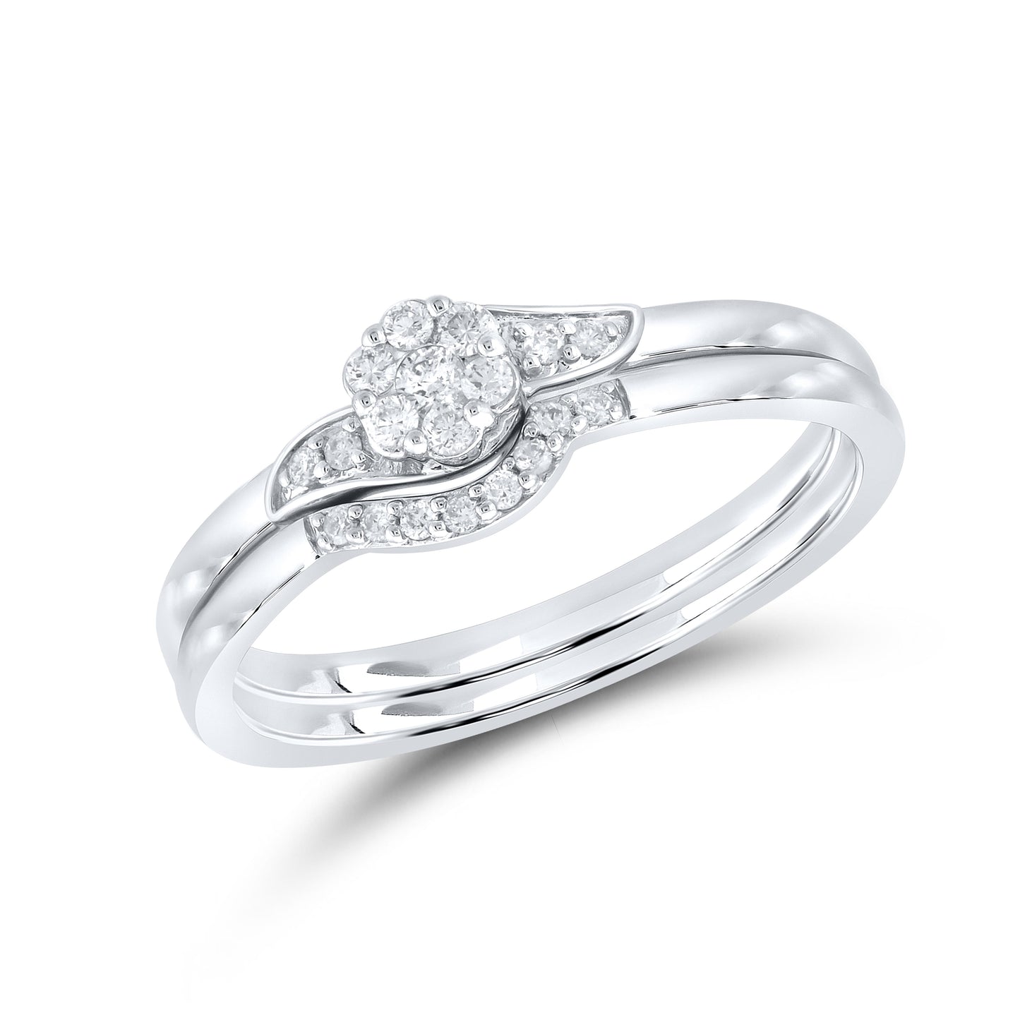 10k white gold 0.15ctw Diamond Bridal duo set